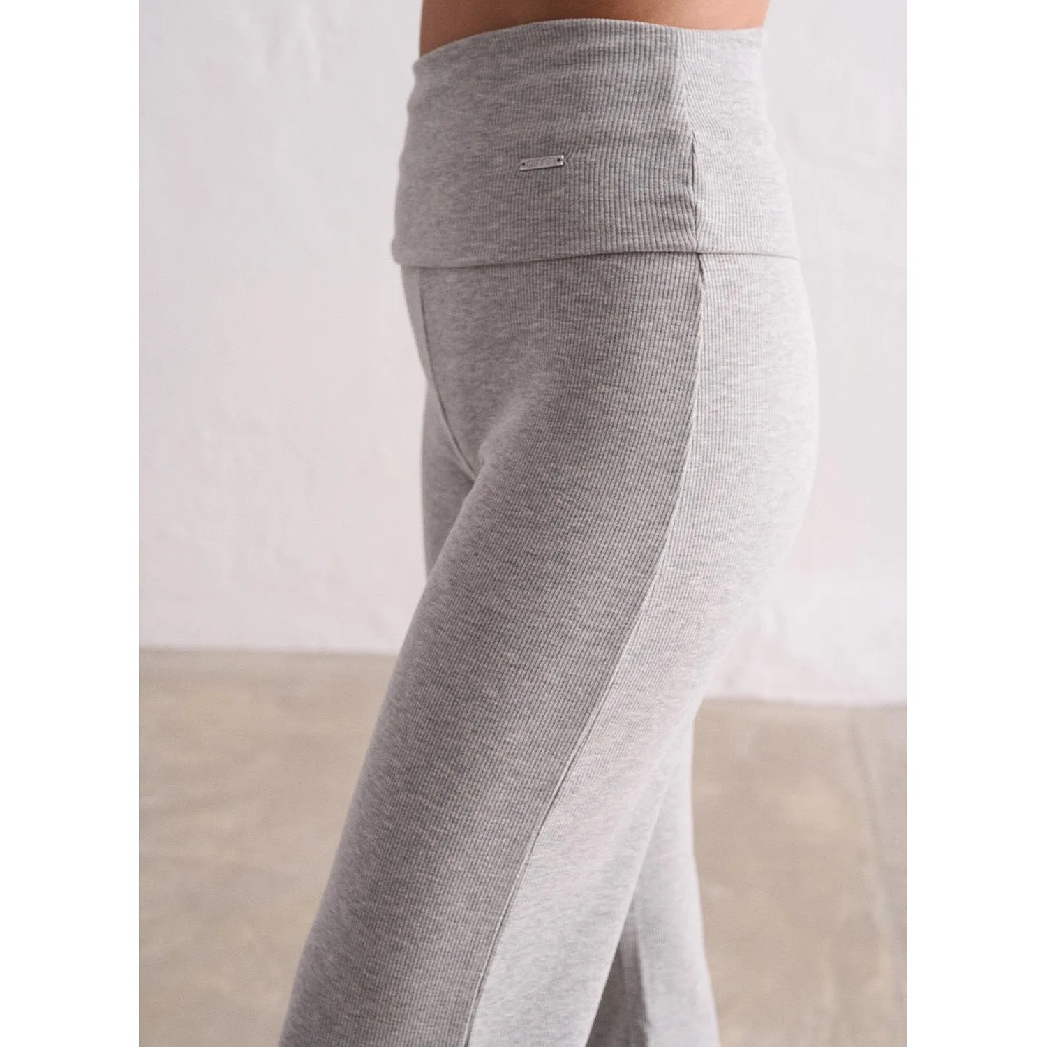 Grey Melange Ease Ribbed Pants