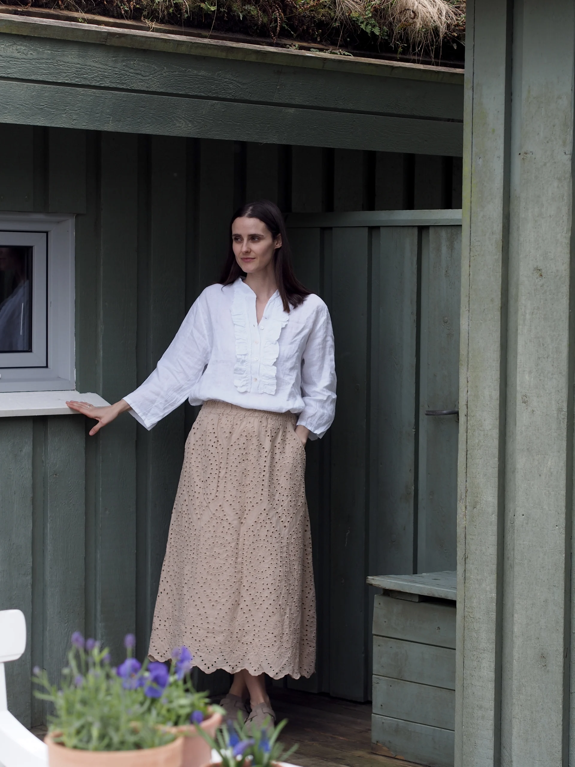 Dalia, Long Skirt, Cotton - Beige