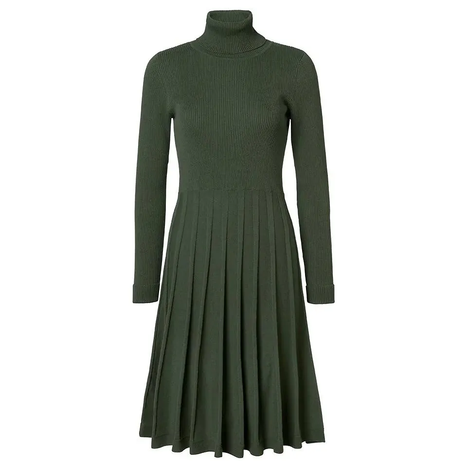 Stickad Klänning Med Polokrage - Henna Rollneck Green