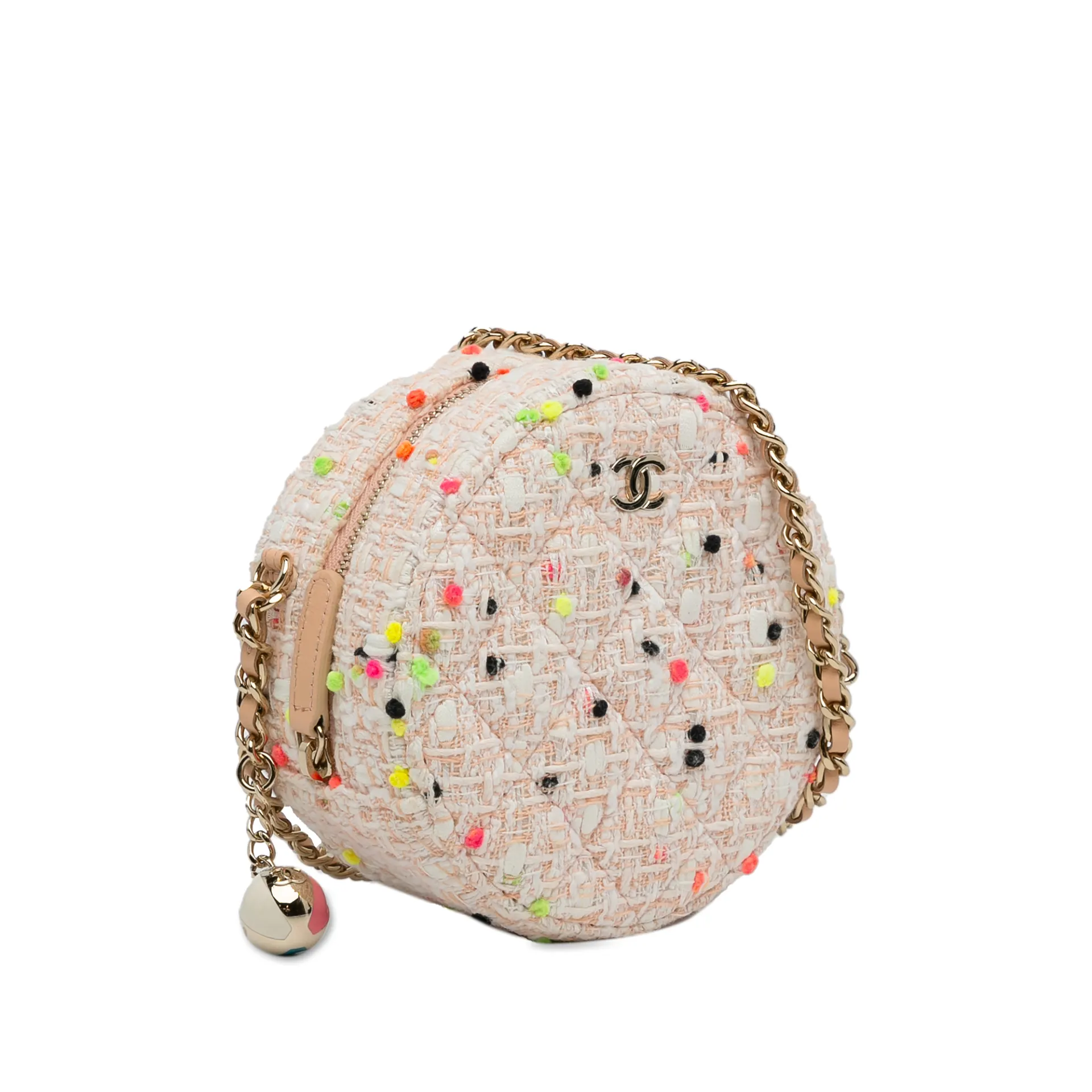 Chanel Cc Round Tweed Crossbody Bag