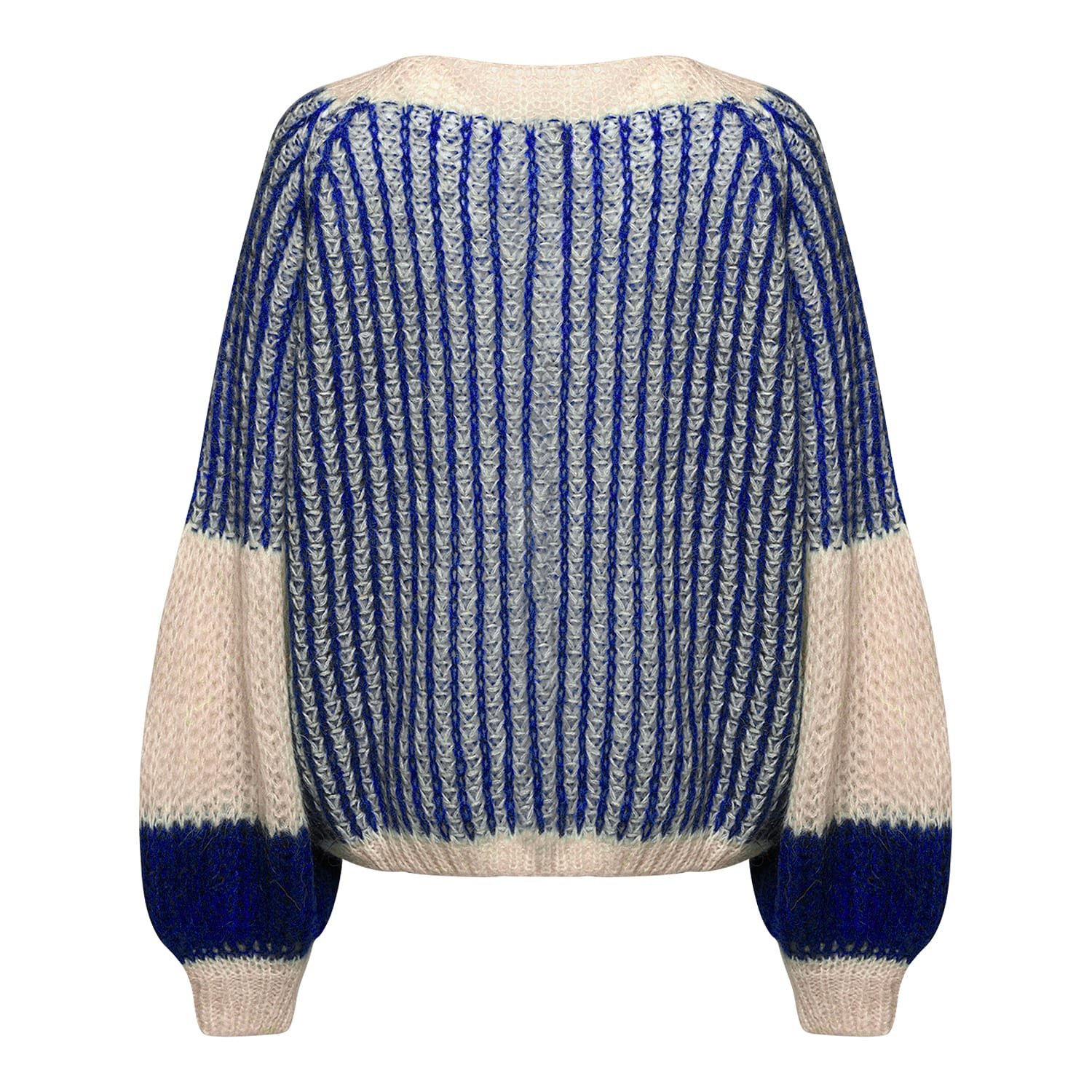 Liana Knit Sweater - Cream/cobalt Blue