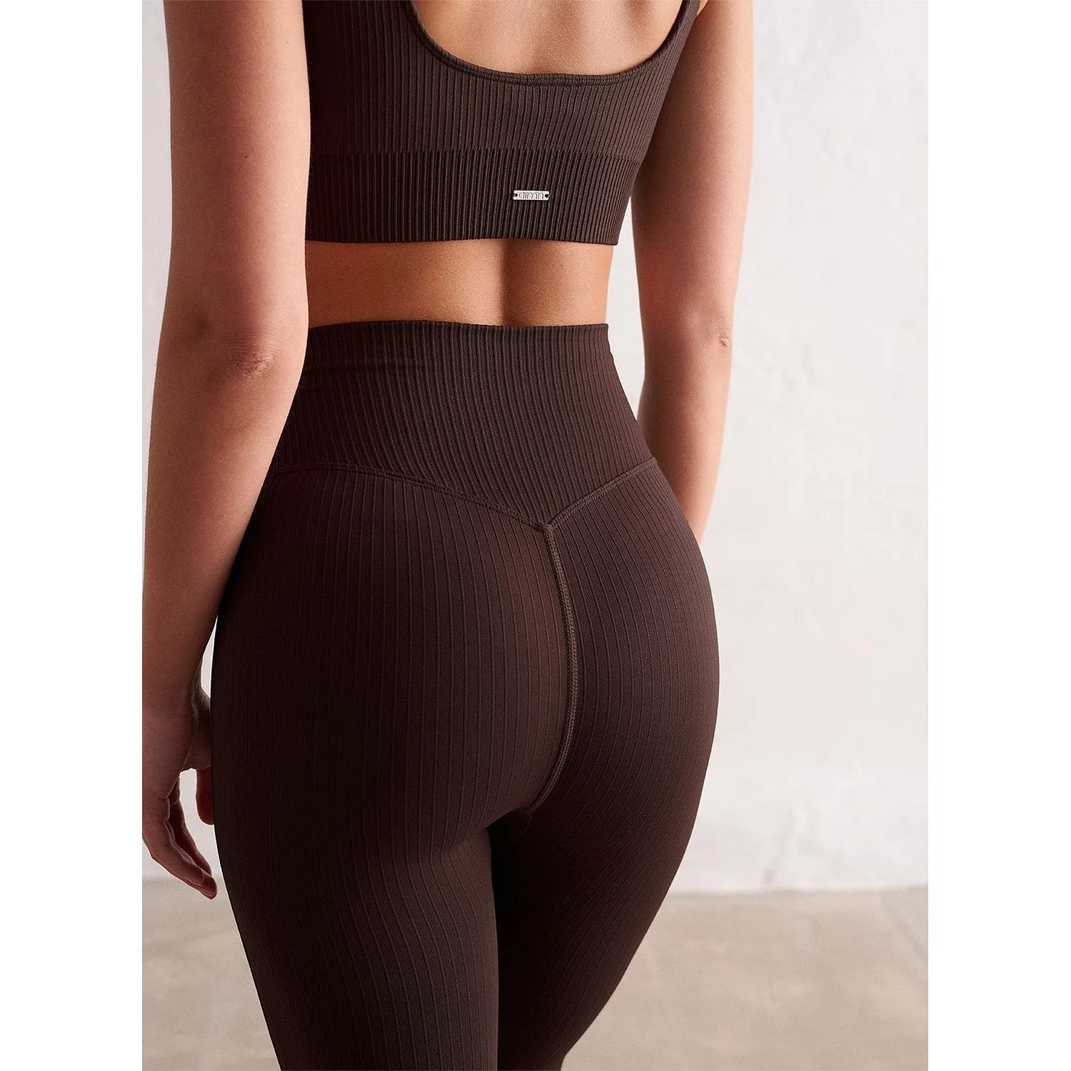 Cacao Ribbed Seamless Flare Tights