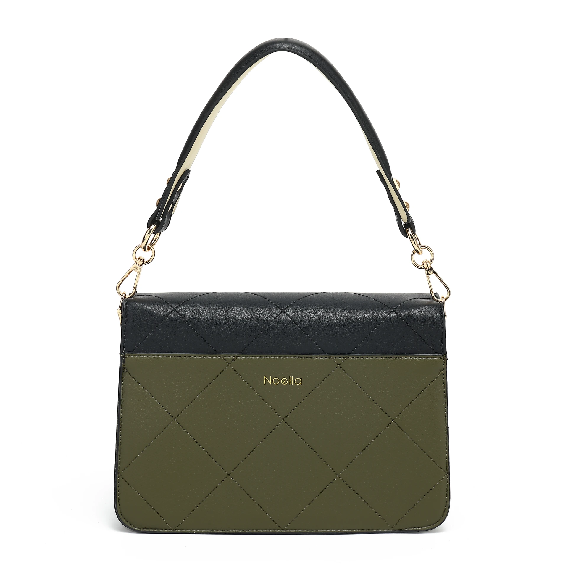 Blanca Multi Compartment Bag - Black/green/cream