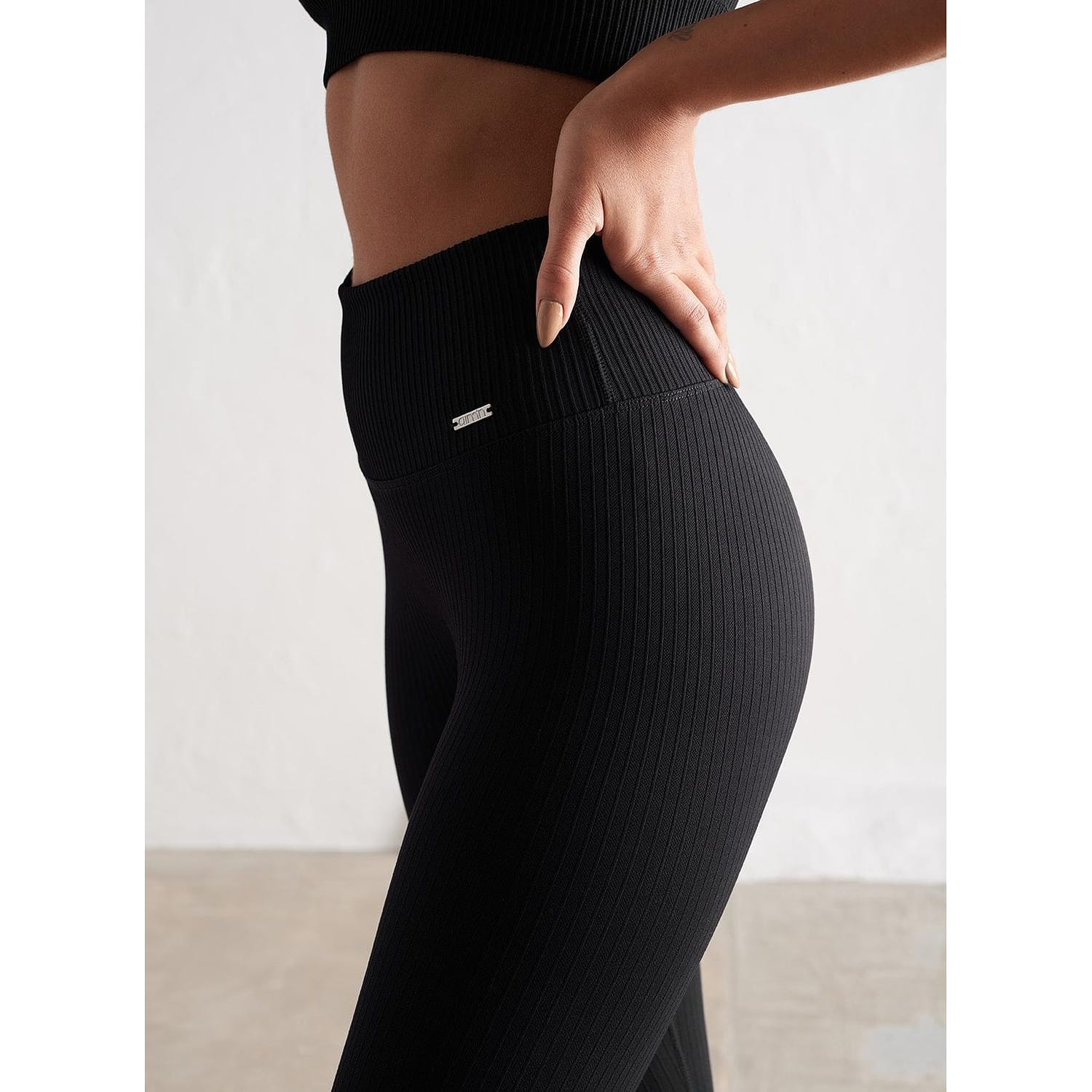 Black Ribbed Seamless Tights