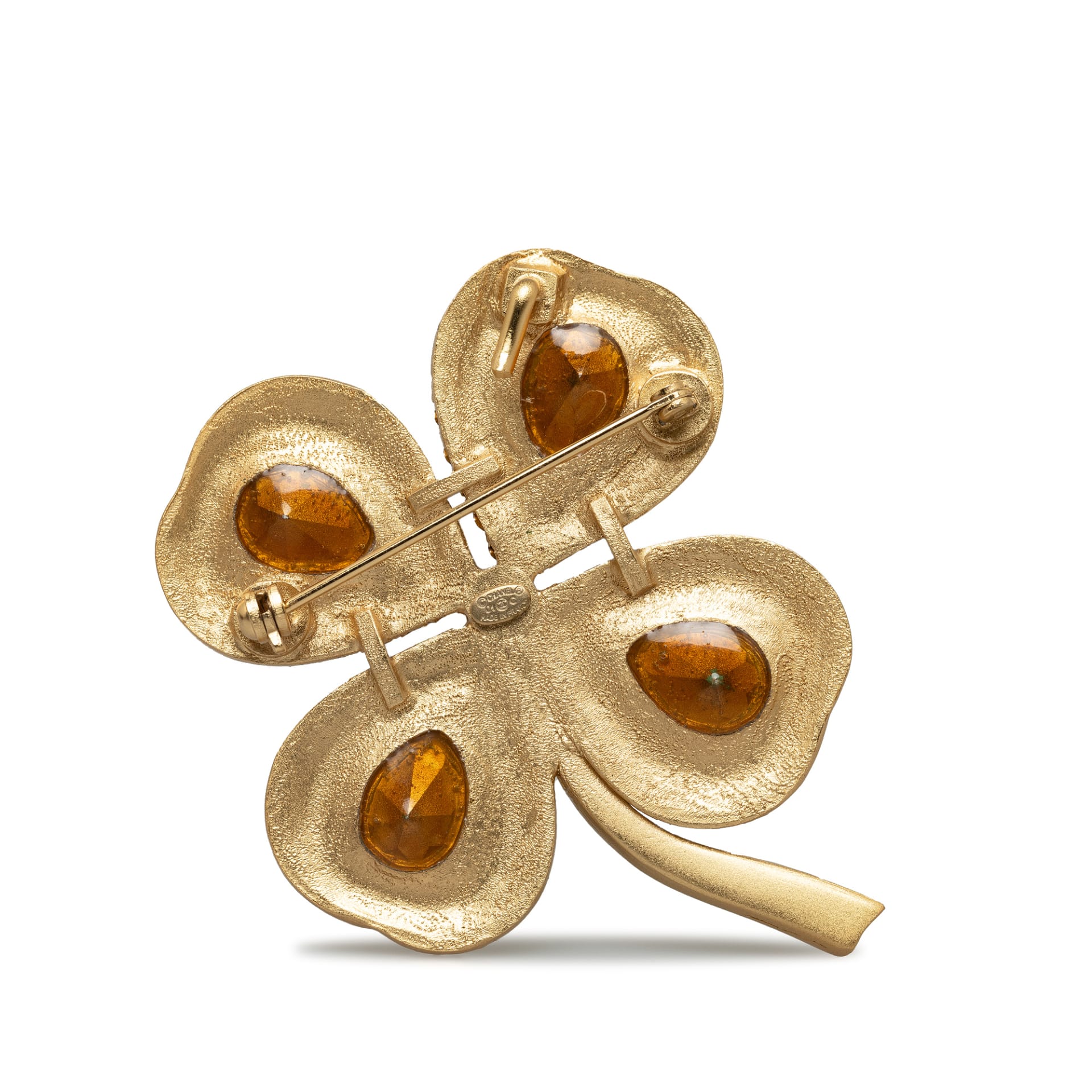 Chanel Clover Rhinestone Brooch