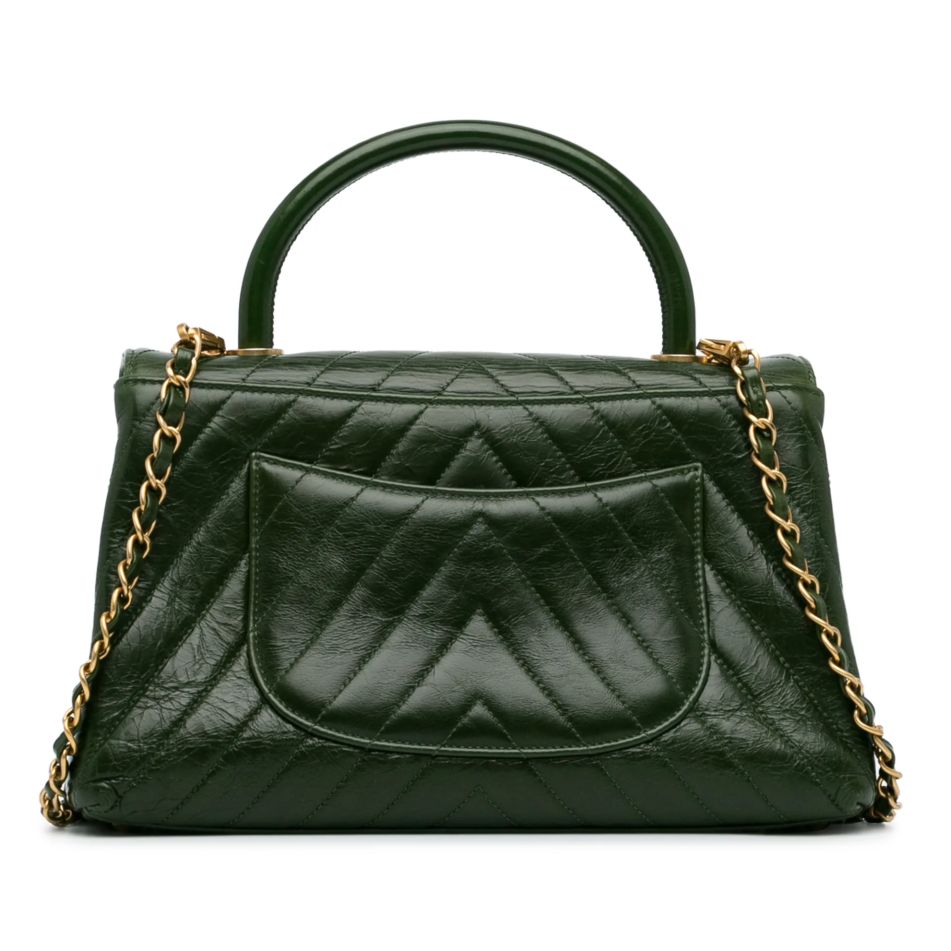 Chanel Medium Aged Calfskin Chevron Coco Handle Bag