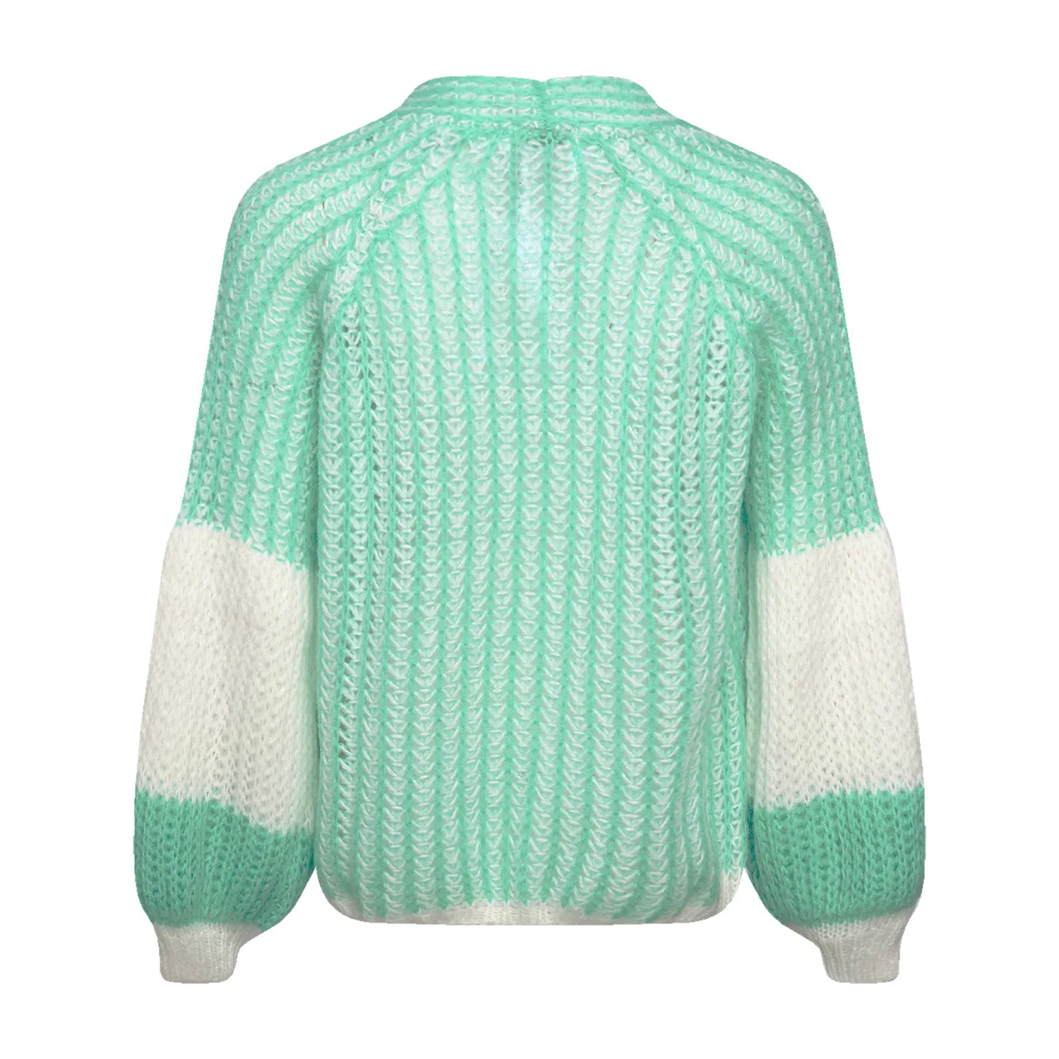 Liana Knit Cardigan - Mint/white