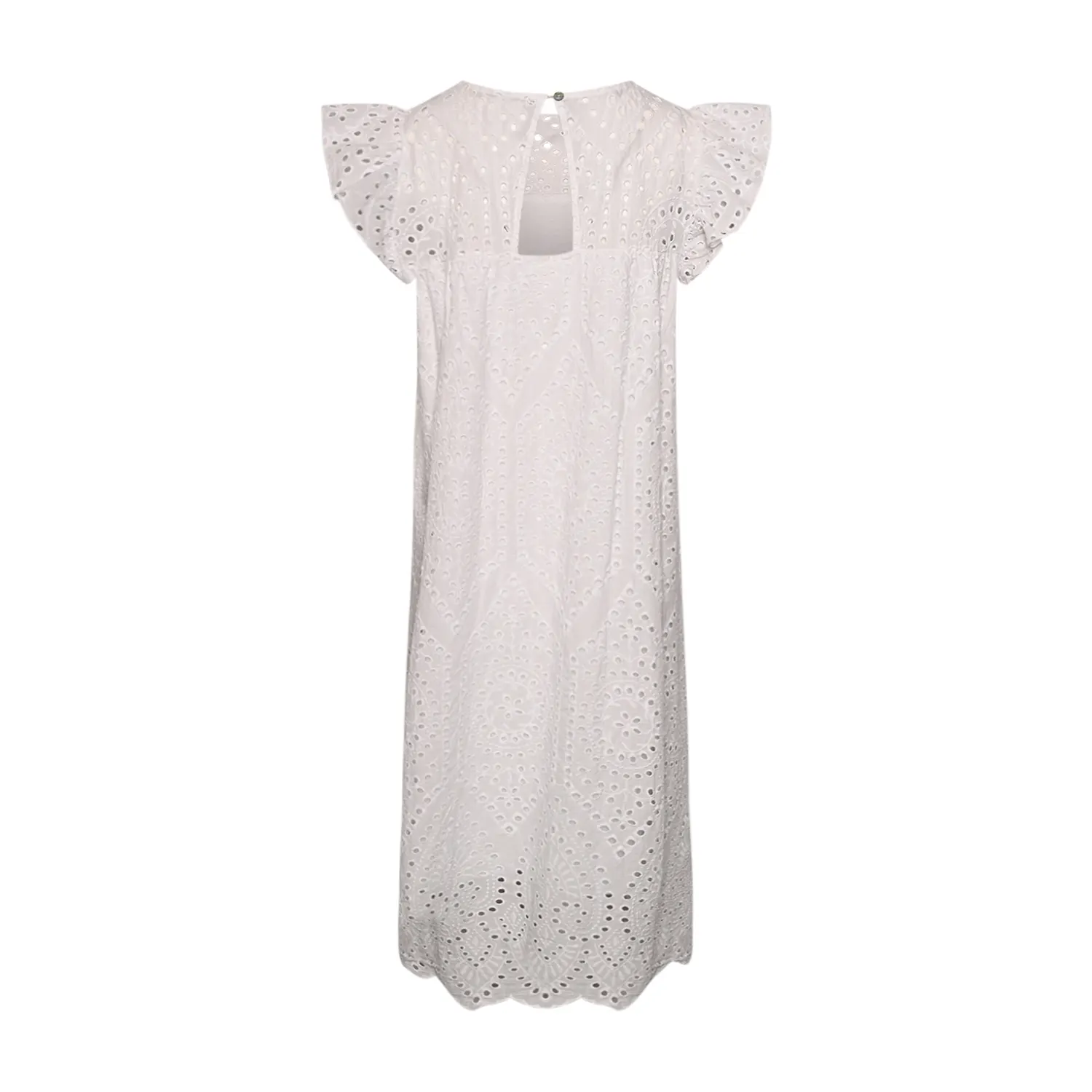 Dalia, Long S/s Dress, Cotton - White