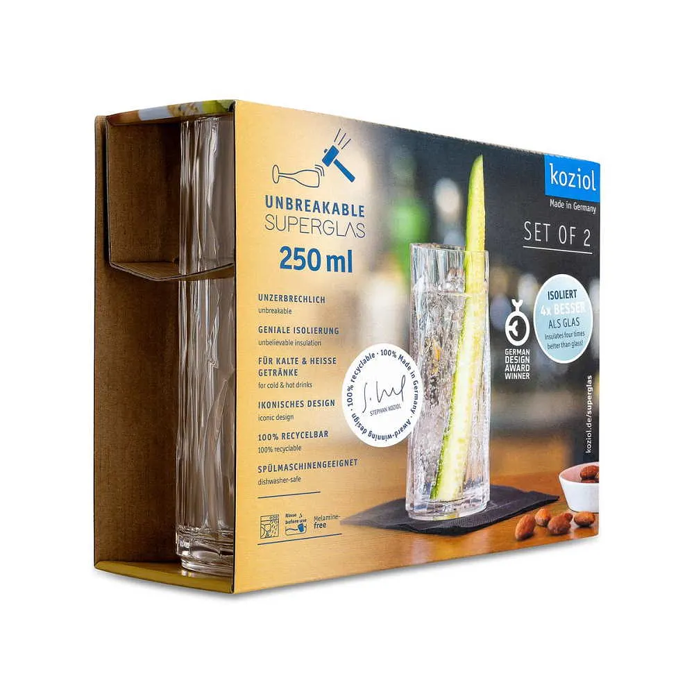 Club No. 3 Longdrinkglas Plast 250 Ml Crystal Clear 2-pack