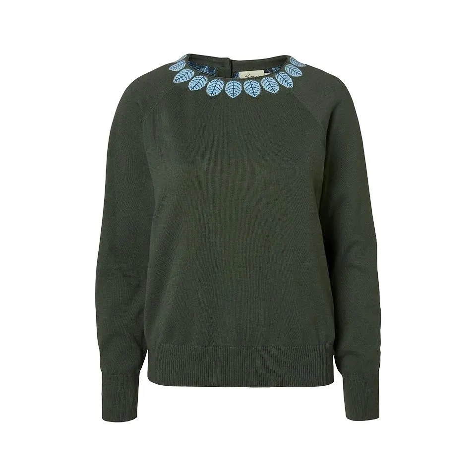 Finstickad Jumper Med Raglanärm - Penelope Darkgreen