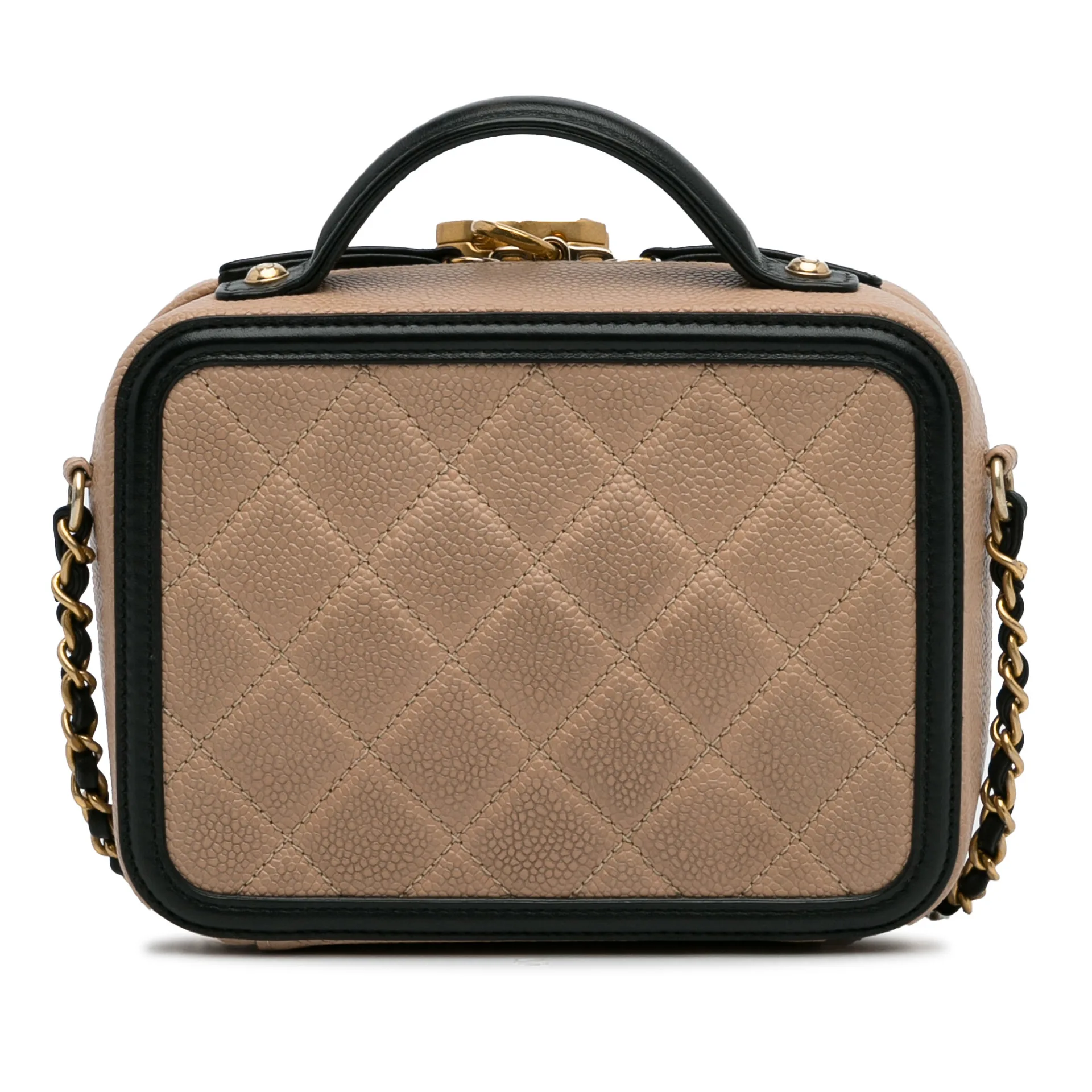 Chanel Small Caviar Cc Filigree Vanity Case