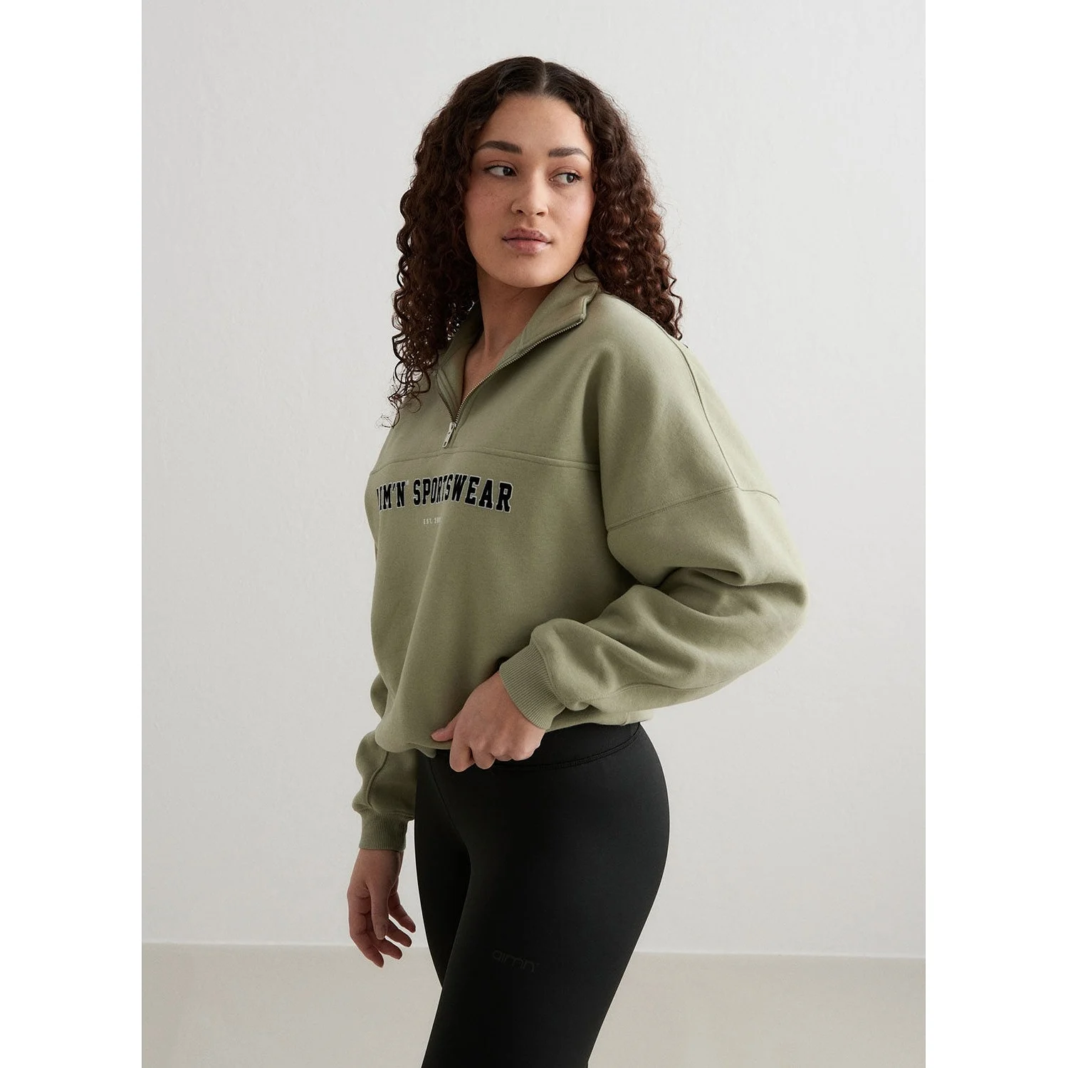 Pale Khaki Varsity Sweat Half Zip