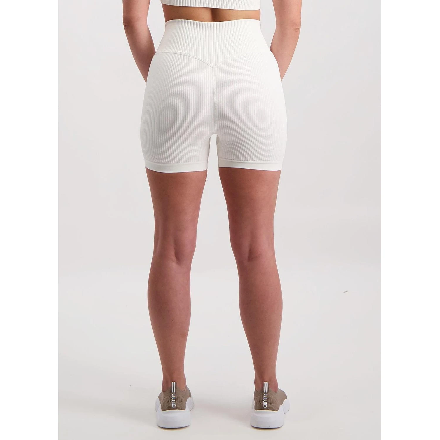 Off-white Ribbed Midi Biker Shorts