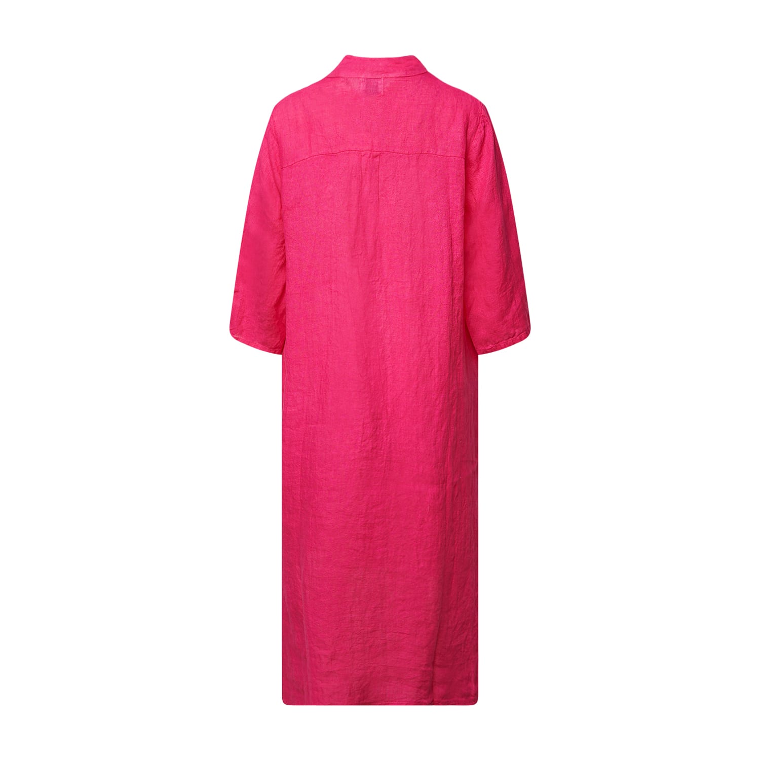 18970p,  Long Shirt Dress With Pocket, Linen - Pink Fucsia