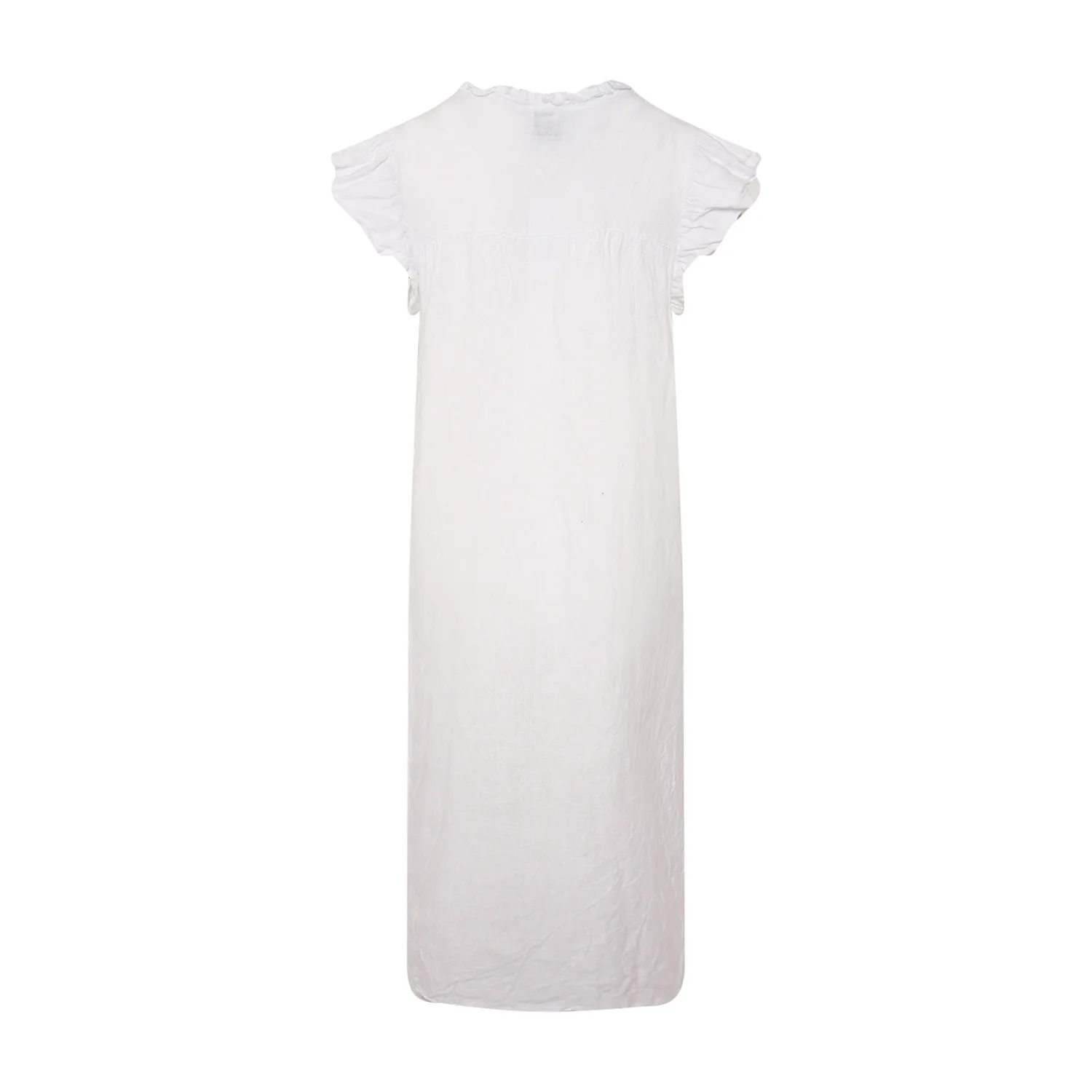 Etta, Frill Dress, Linen - White