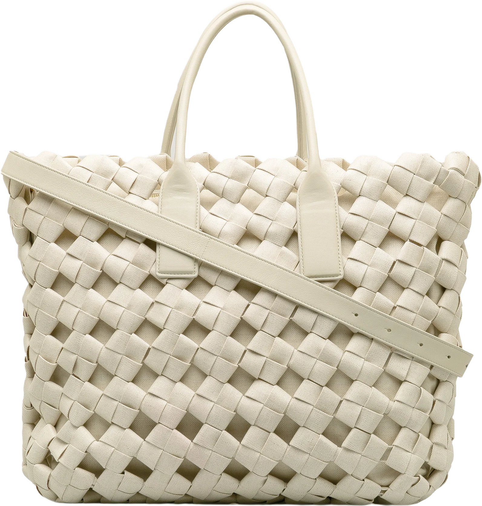 Bottega Veneta Canvas Window Woven Satchel