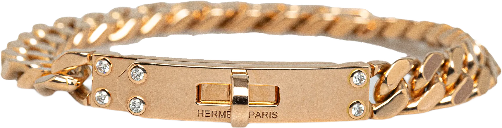 Hermès 18k Rose Gold Diamond Set Kelly Gourmette Link Bracelet