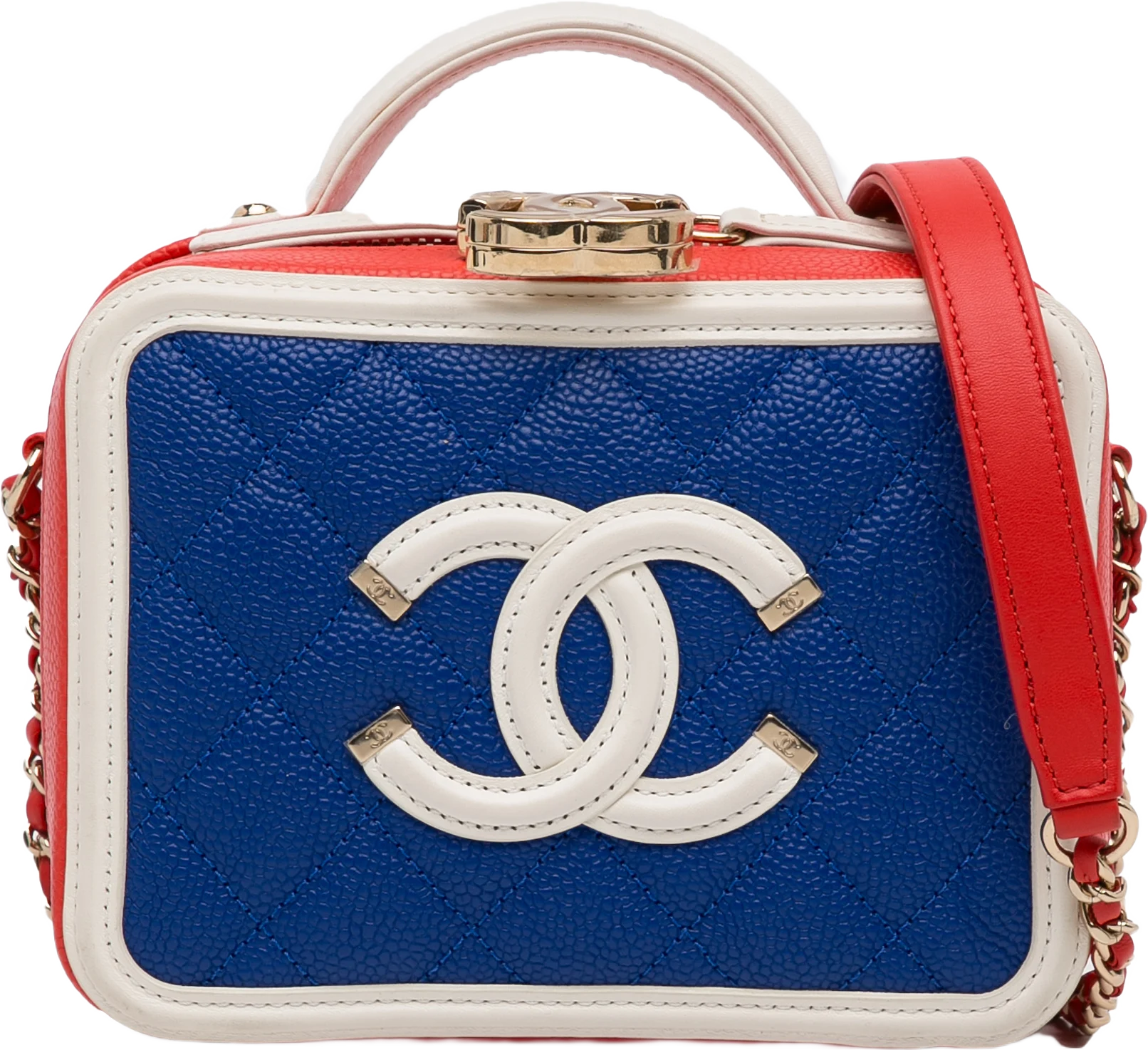Chanel Small Tricolor Caviar Cc Filigree Vanity Case