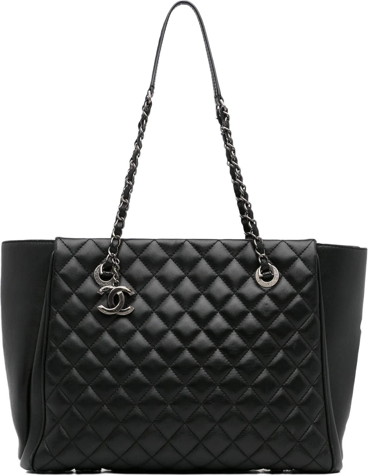 Chanel Cc Charm Quilted Lambskin Leather Tote