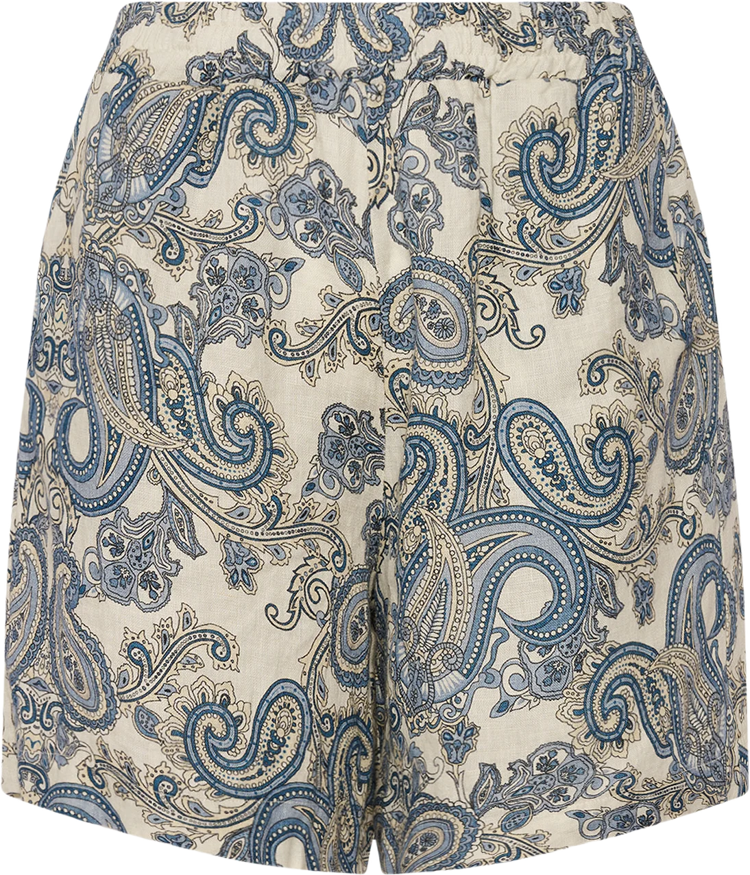 Tracy, Shorts, Paisley, Linen - Blue Paisley Print