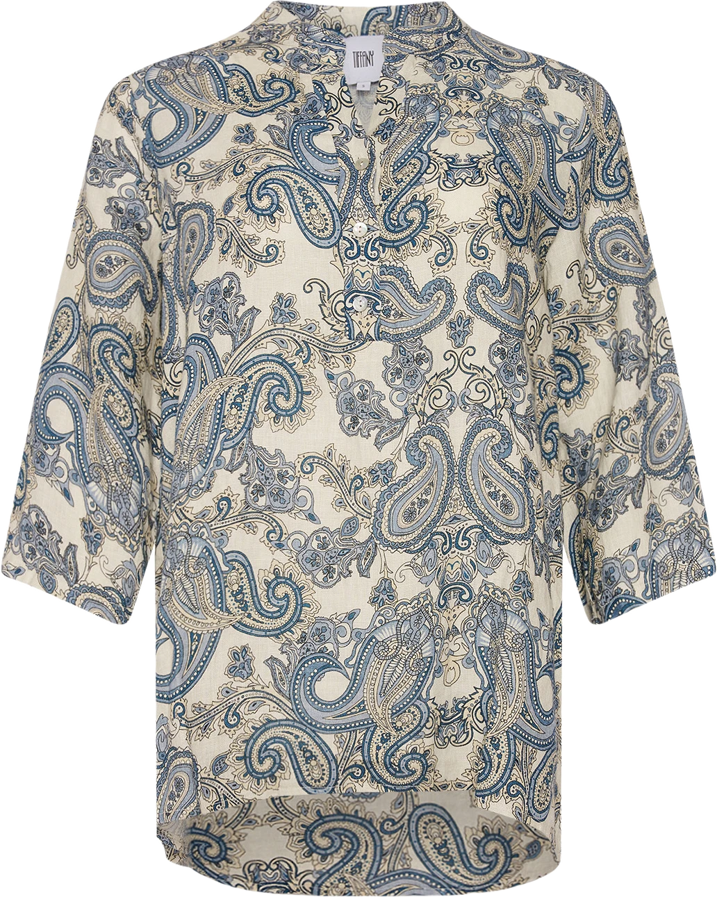 17661, Shirt, Paisley, Linen - Blue Paisley Print