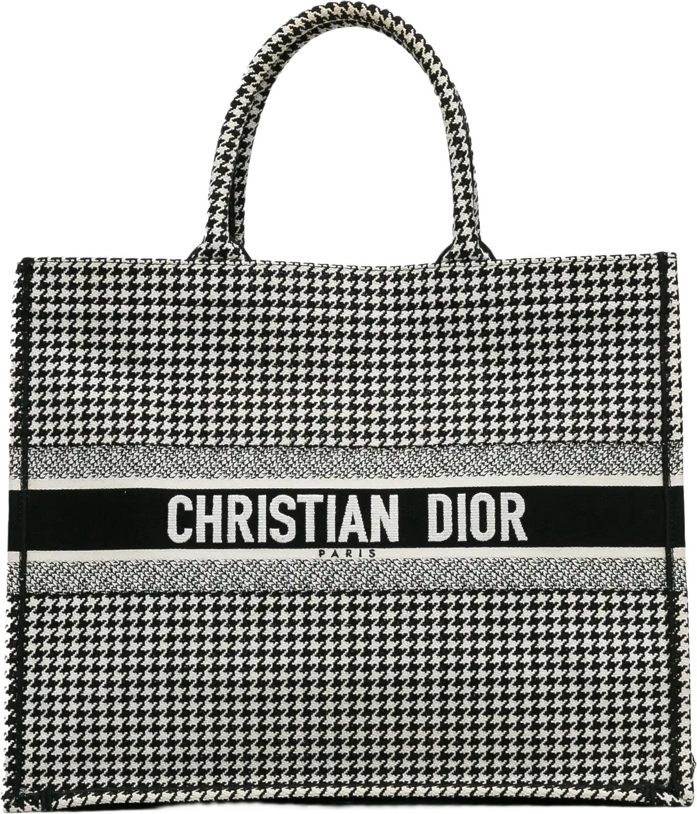 Dior Large Houndstooth Embroidered Book Tote