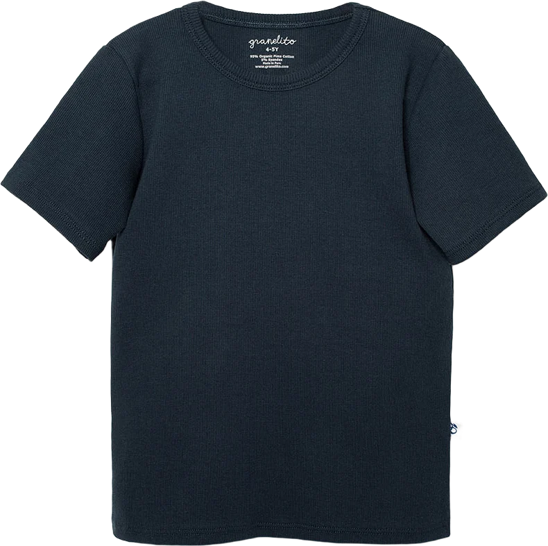 Ekologisk Ribbad T-shirt Navy