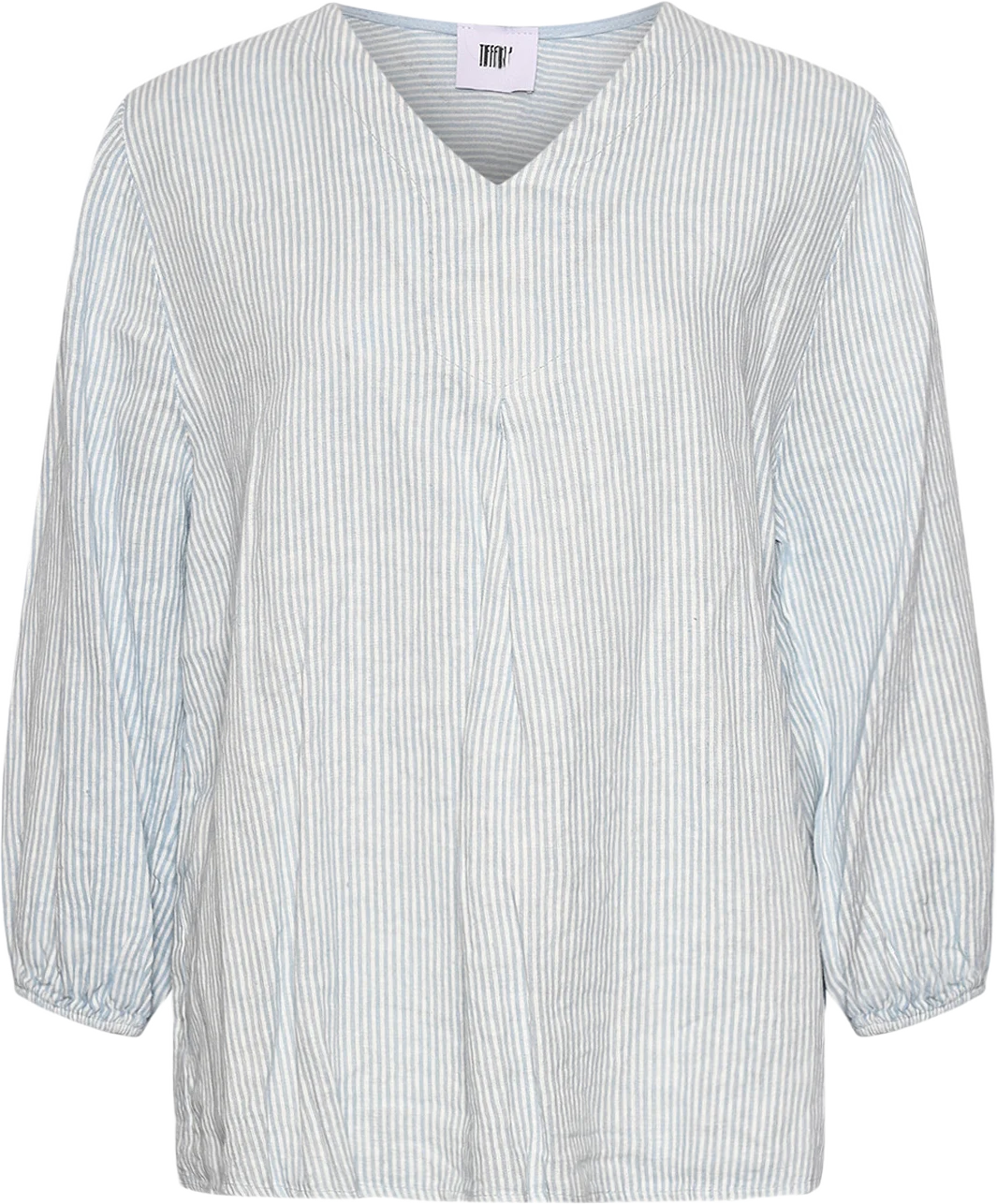 Ella, Blouse Stripe, Linen - Light Blue Stripe/white