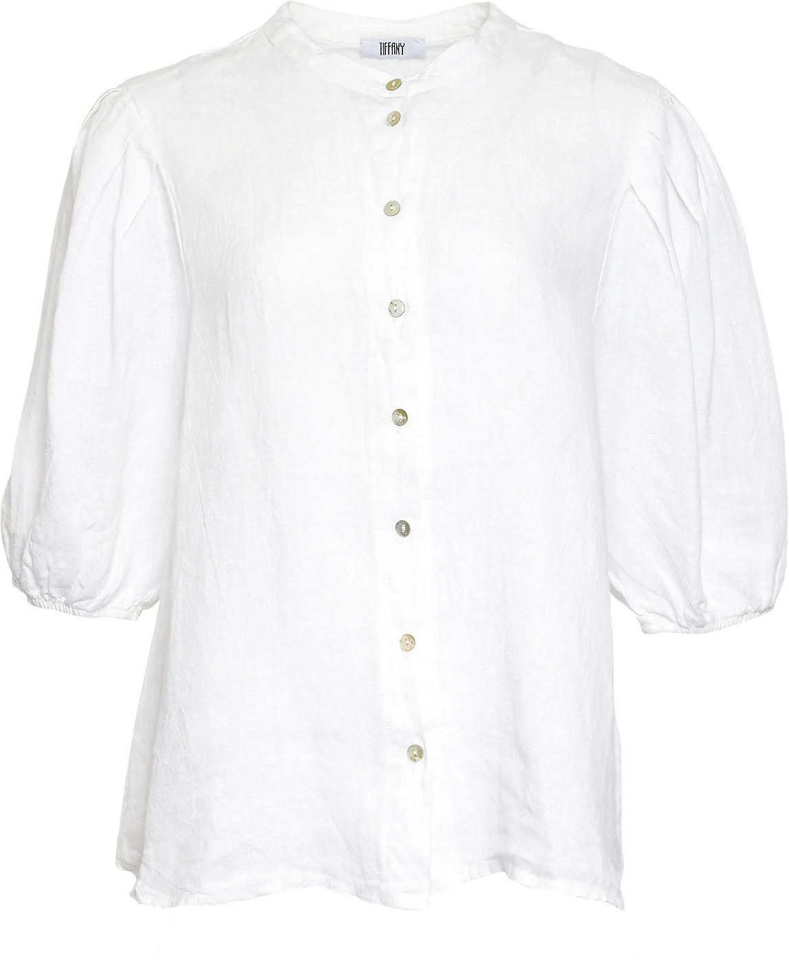 Clara Button Blouse, Linen - White