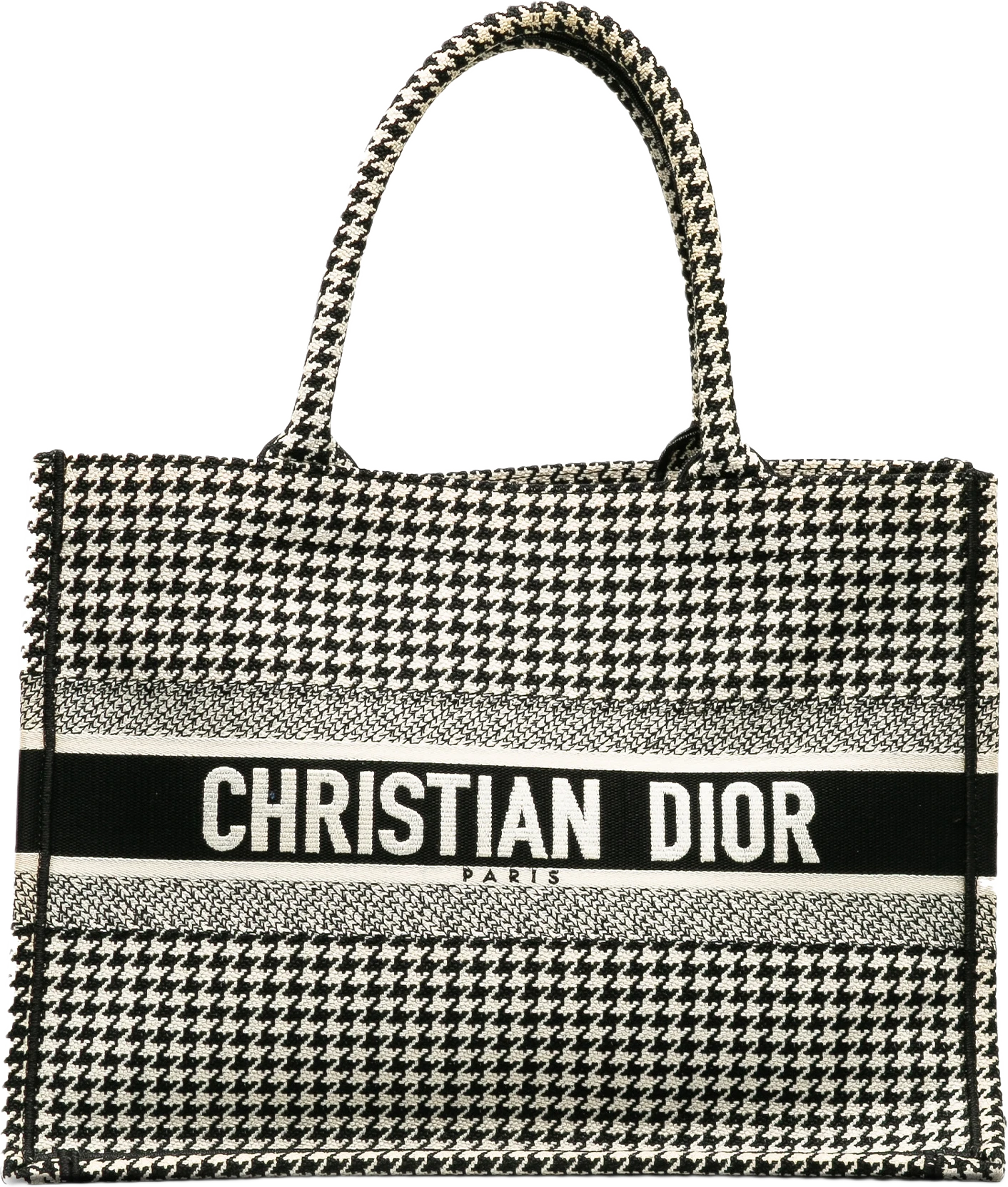 Dior Medium Houndstooth Embroidered Book Tote