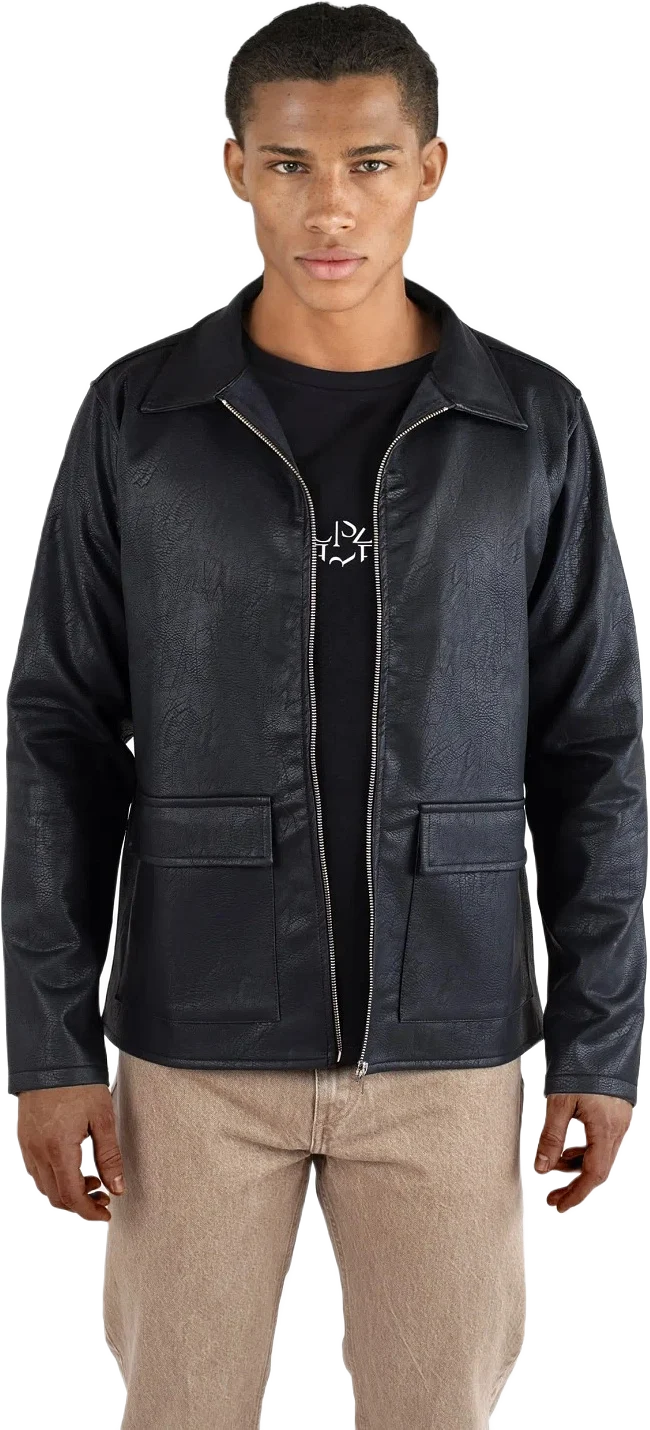 Mel Vegan Leather Hybrid Jacket - Black