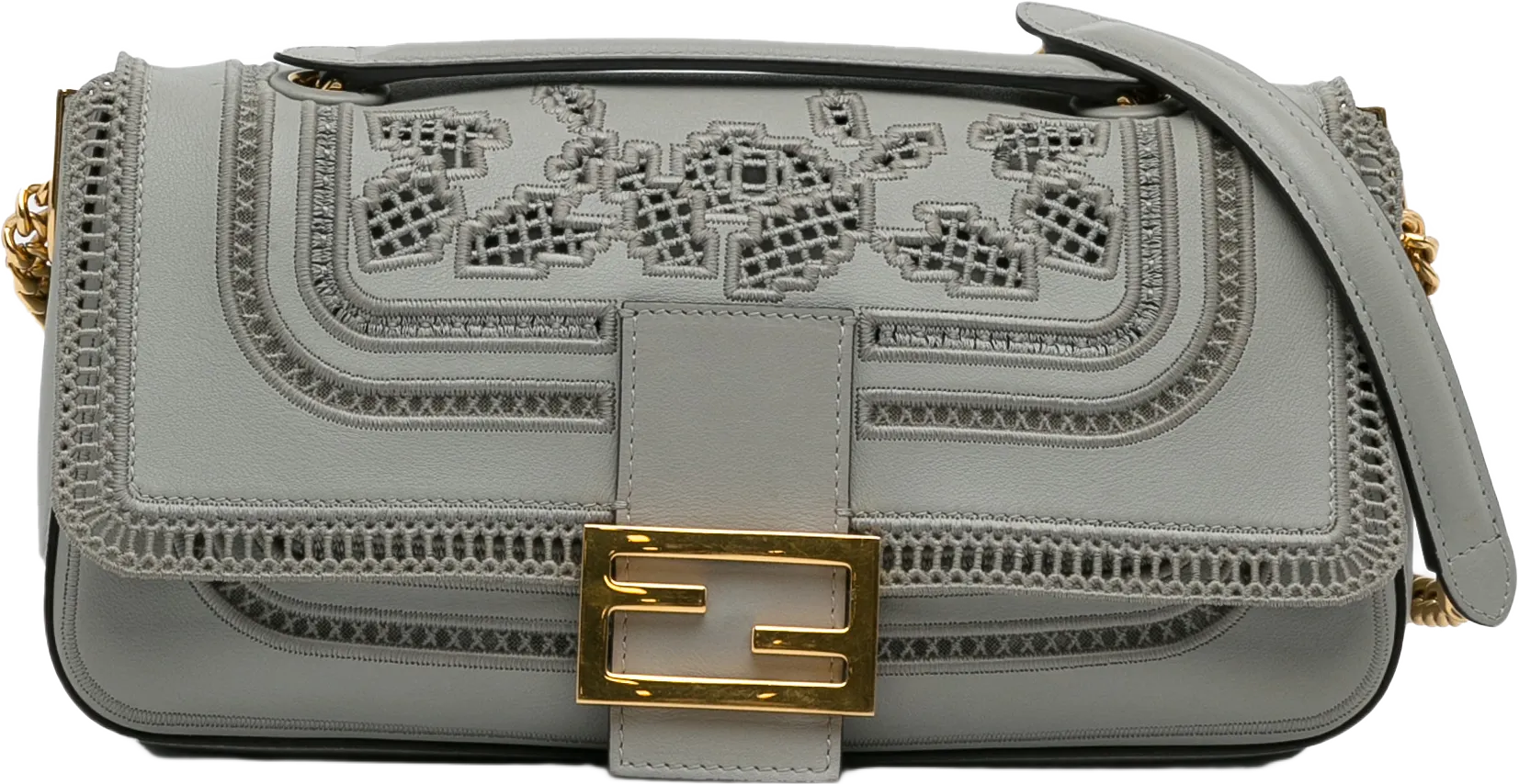Fendi Embroidered Lace Baguette Chain