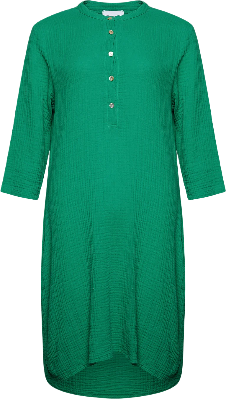 17690p, Dress With Pocket, Double Cotton - Apple Green