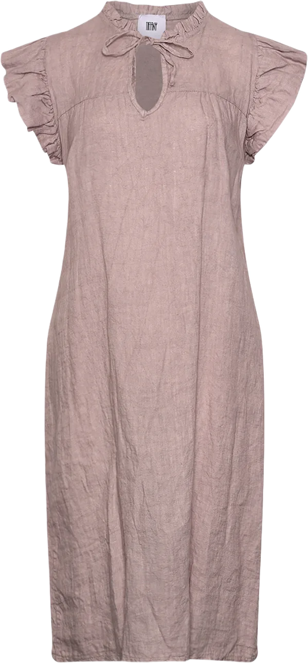 Etta, Frill Dress, Linen - Dust Lavender