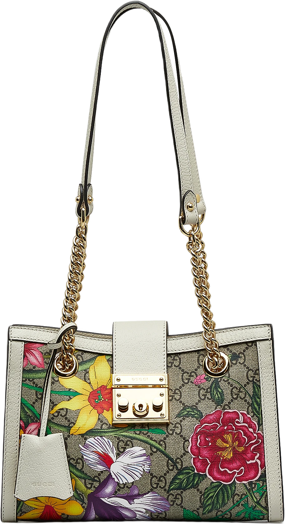 Gucci Small Gg Supreme Flora Padlock Shoulder Bag