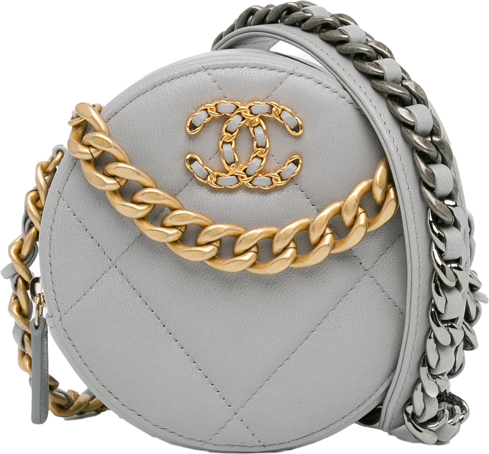 Chanel Lambskin 19 Round Clutch With Chain