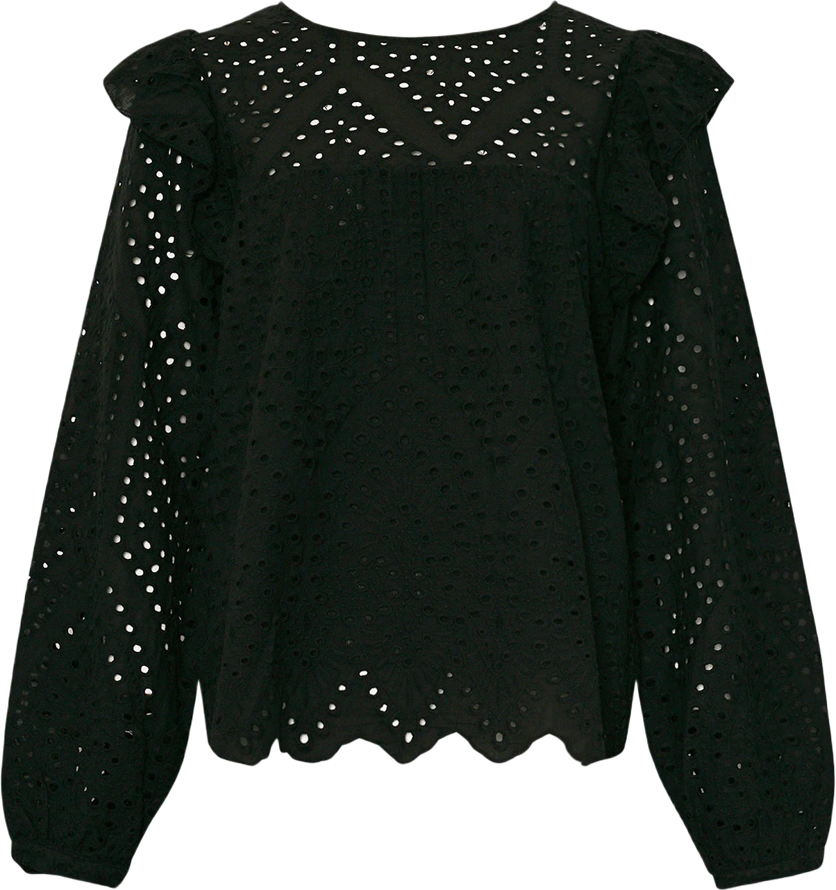 Dalia, Blouse, Long Sleeve, Cotton - Black