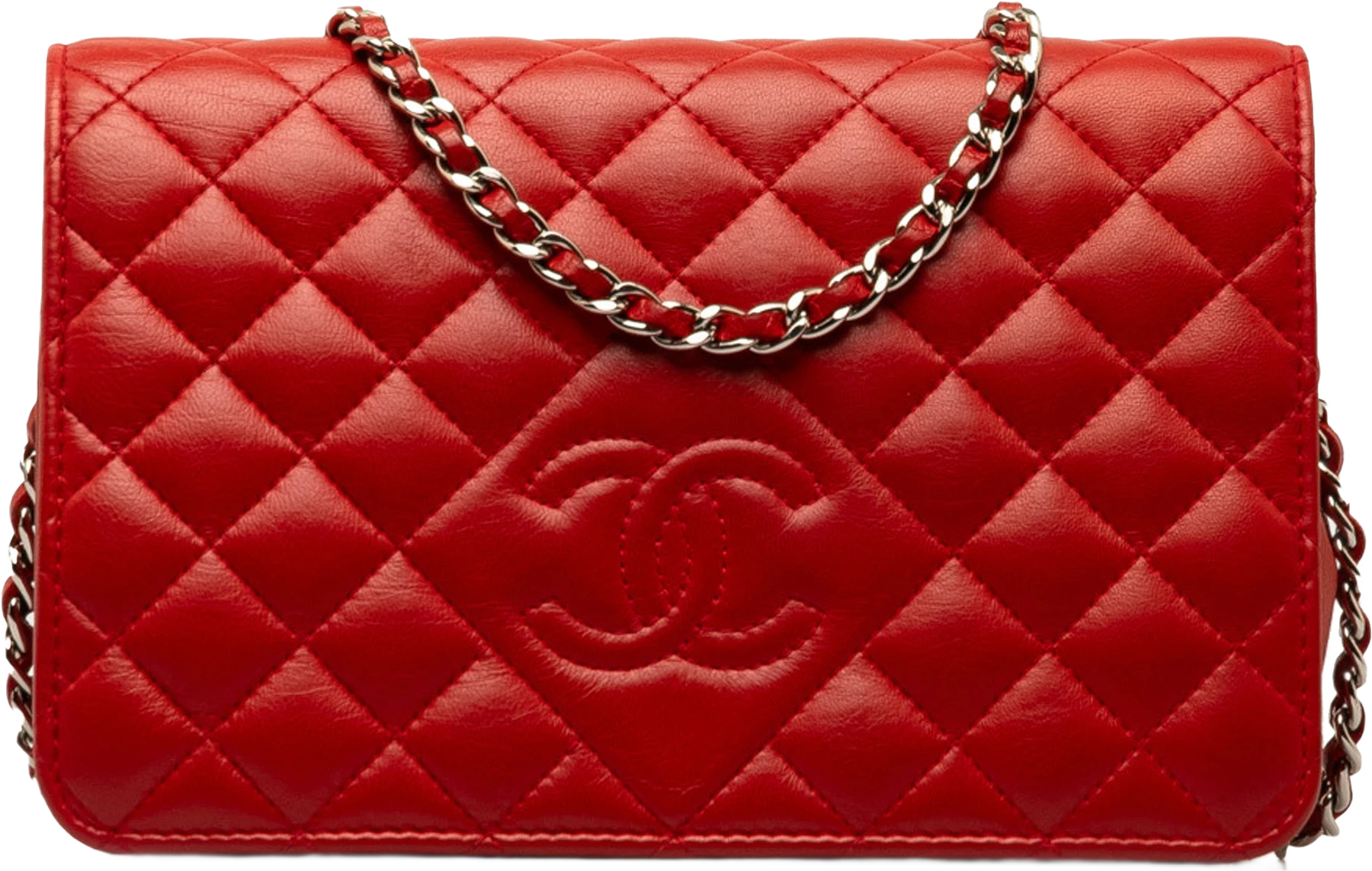 Chanel Diamond Cc Lambskin Wallet On Chain