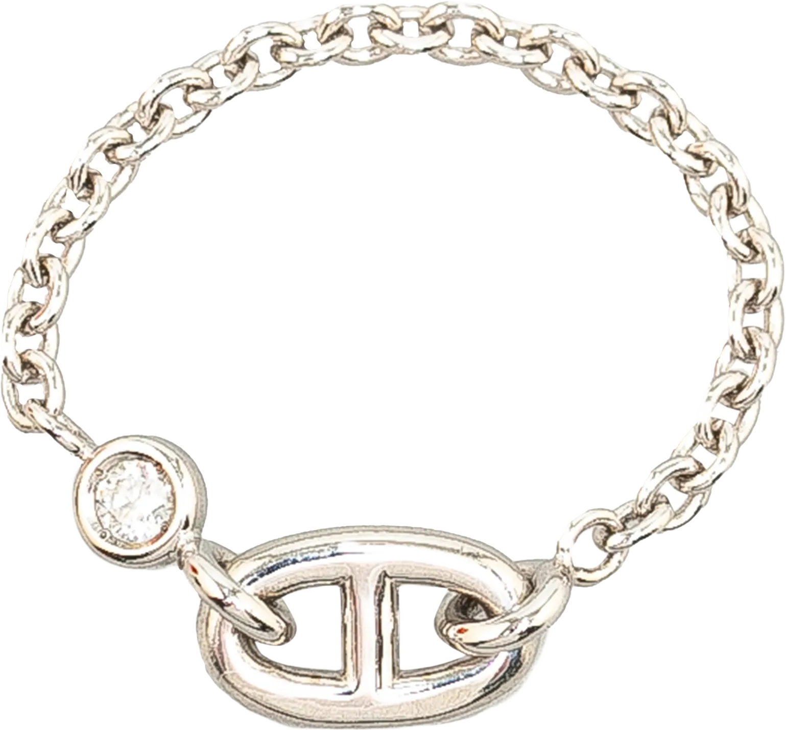 Hermès 18k White Gold And Diamond Chaine D Ancre Chain Ring