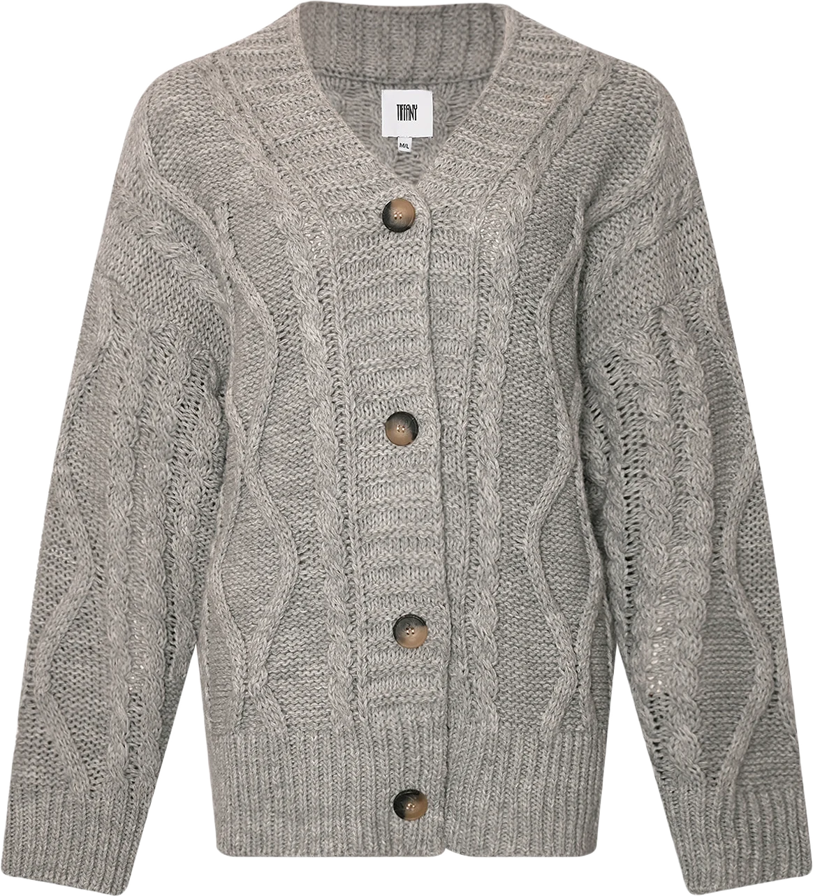 Carla, Long Cardigan Knit - Light Grey