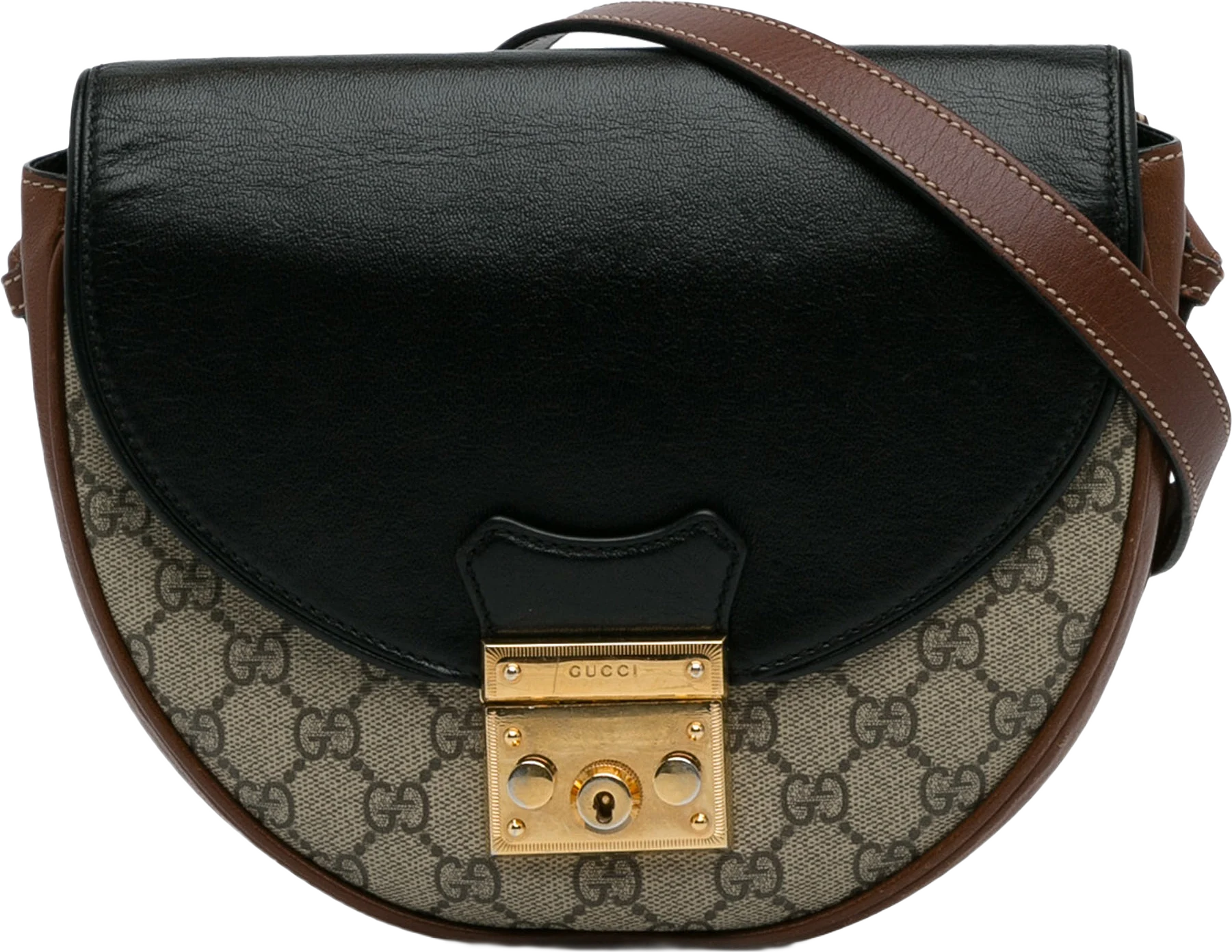 Gucci Gg Supreme Saddle Padlock Crossbody Bag