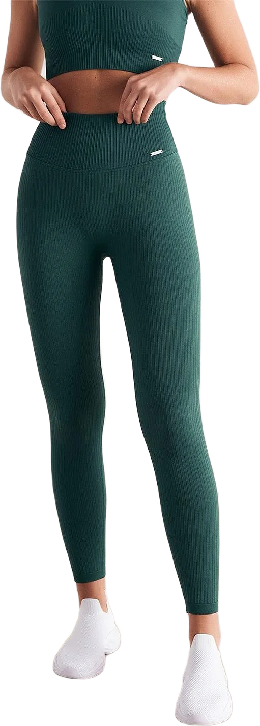 Pine Green Ribbed Seamless Tights