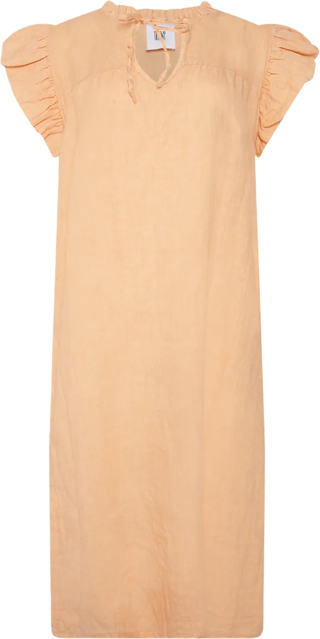 Etta, Frill Dress, Linen - Apricot