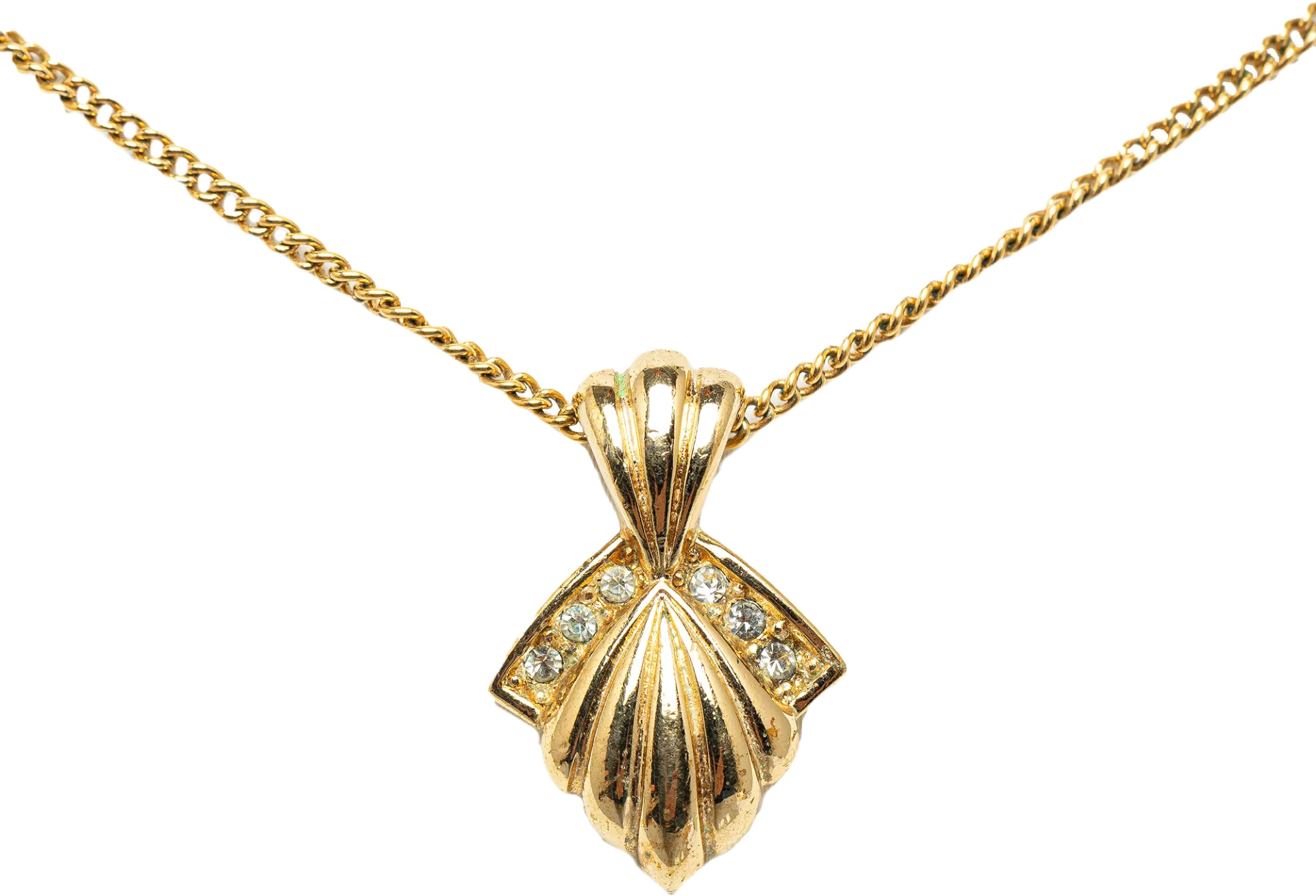 Dior Shell Rhinestone Pendant Necklace