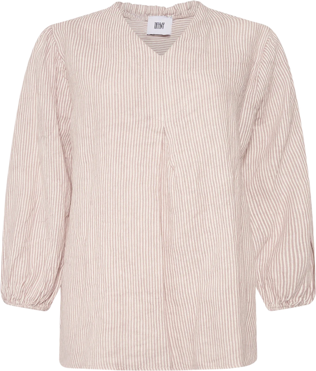 Ella, Blouse Stripe, Linen - Dust Lavender Stripe/cream