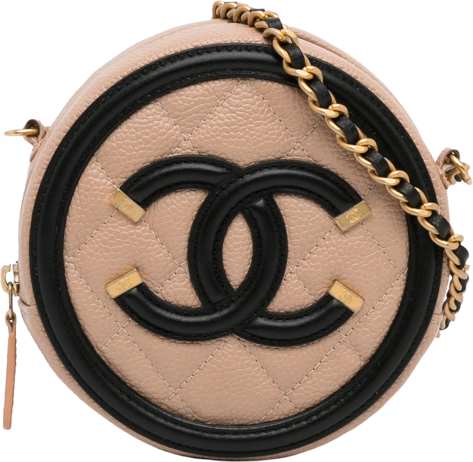 Chanel Caviar Cc Filigree Round Crossbody