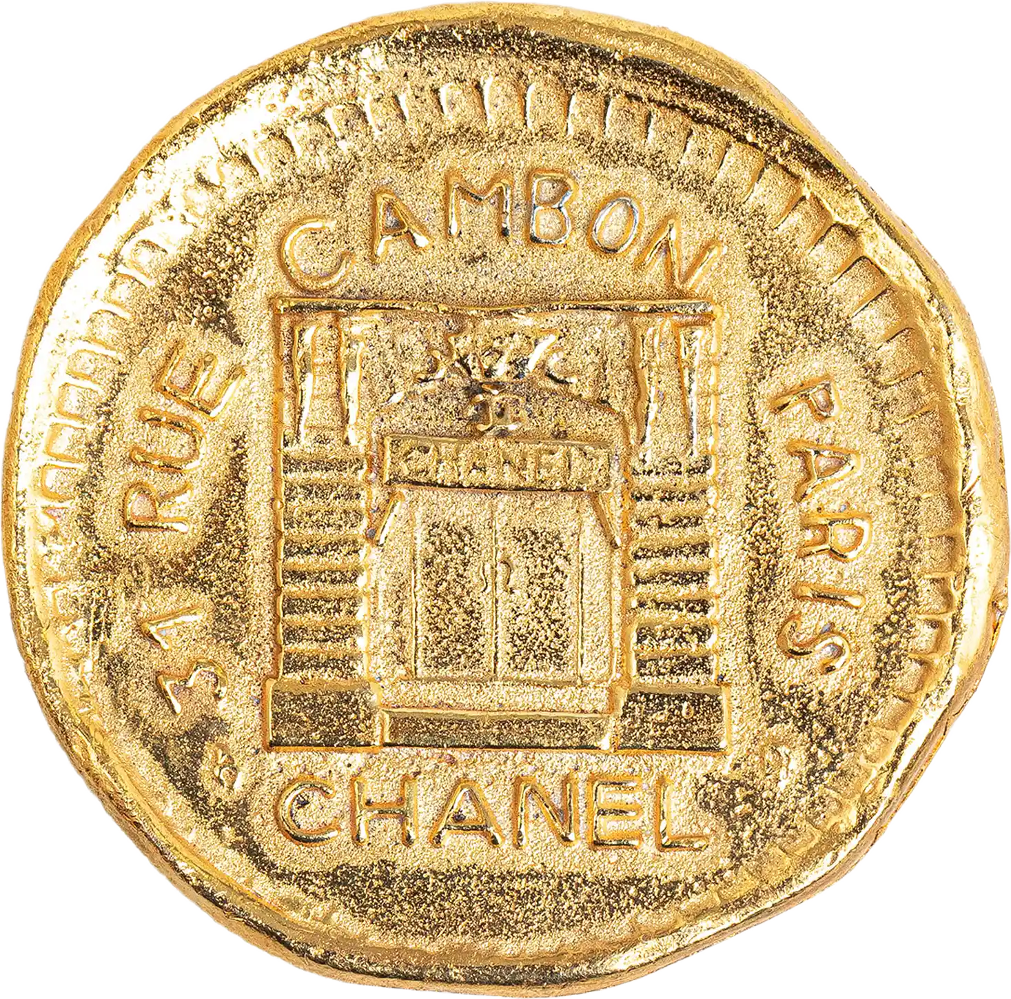 Chanel 31 Rue Cambon Hammered Medallion Brooch