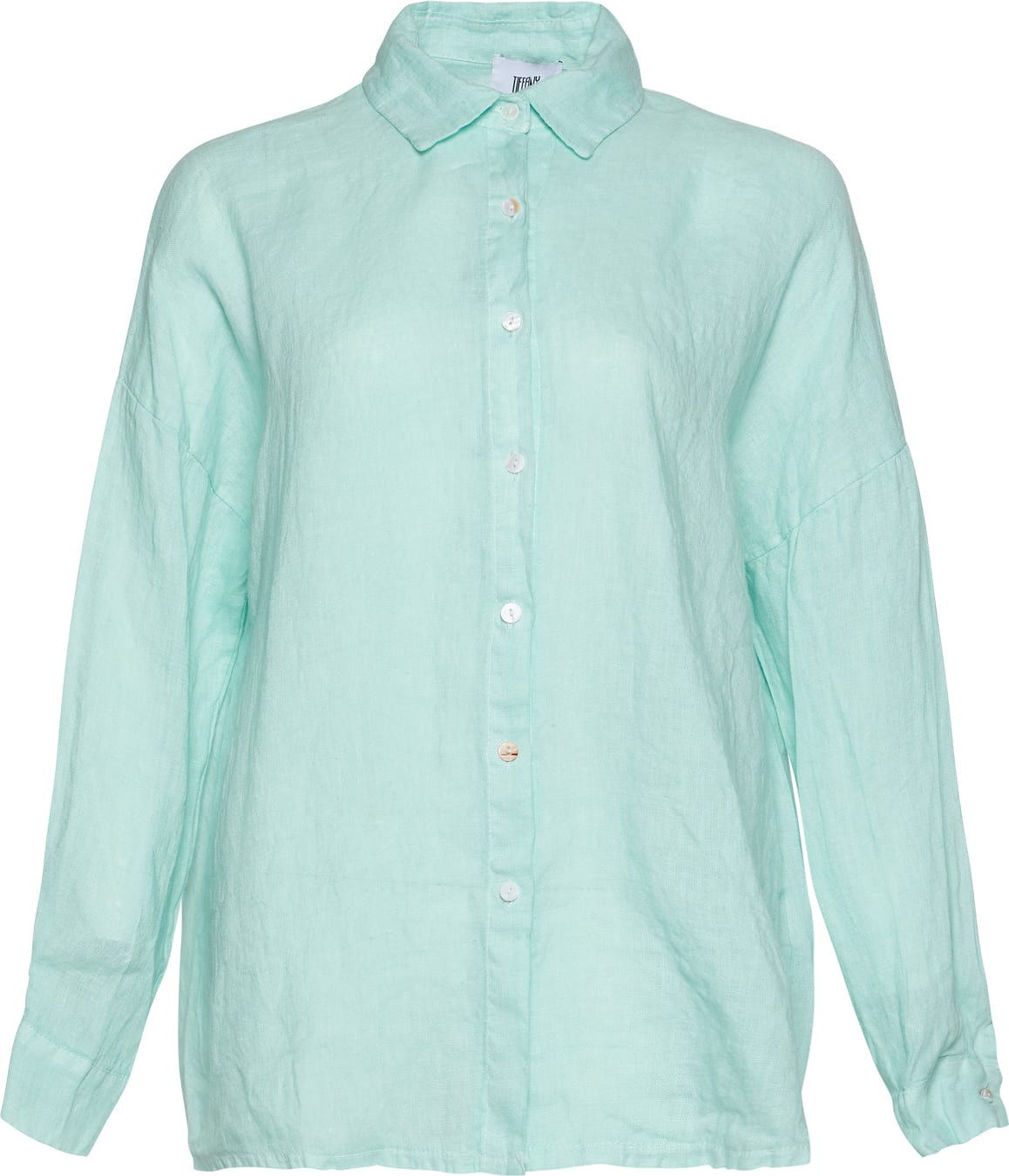 Gia, Shirt, Linen - Aqua