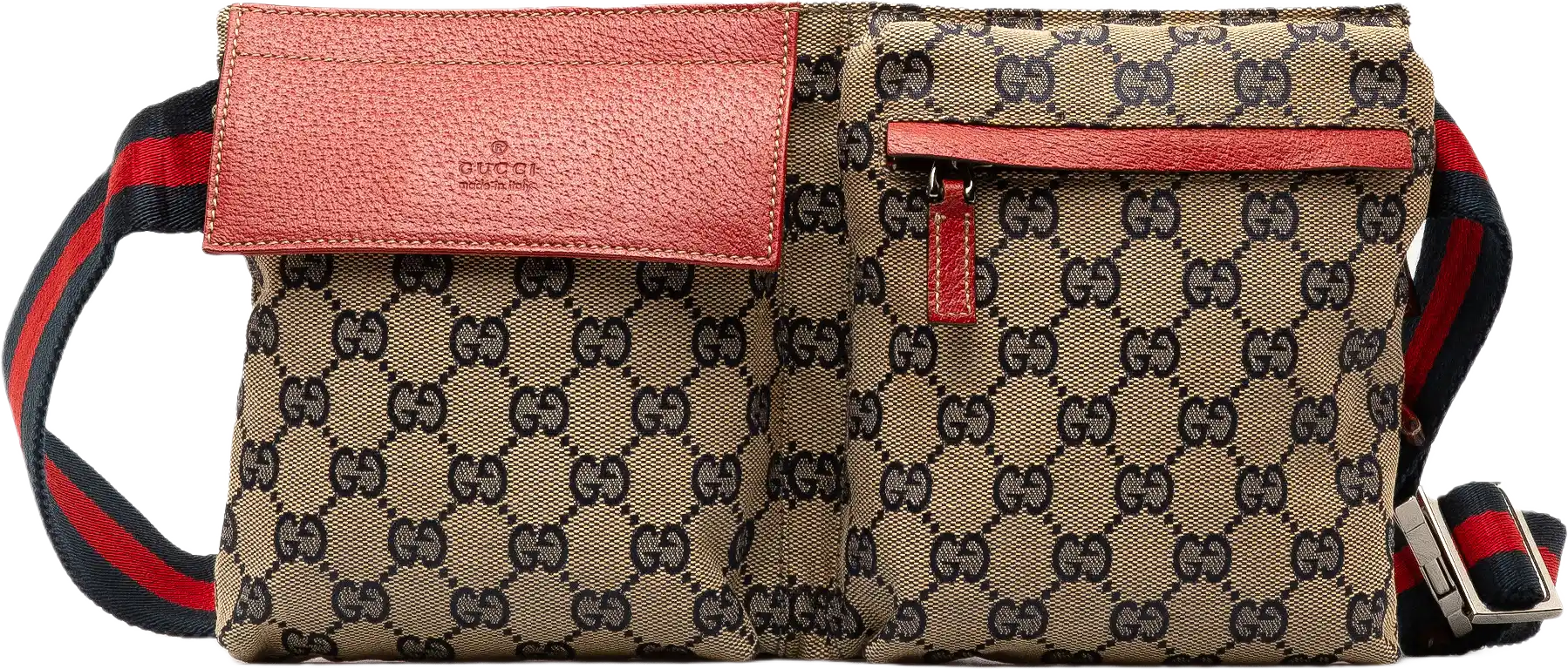 Gucci Gg Canvas Web Double Pocket Belt Bag