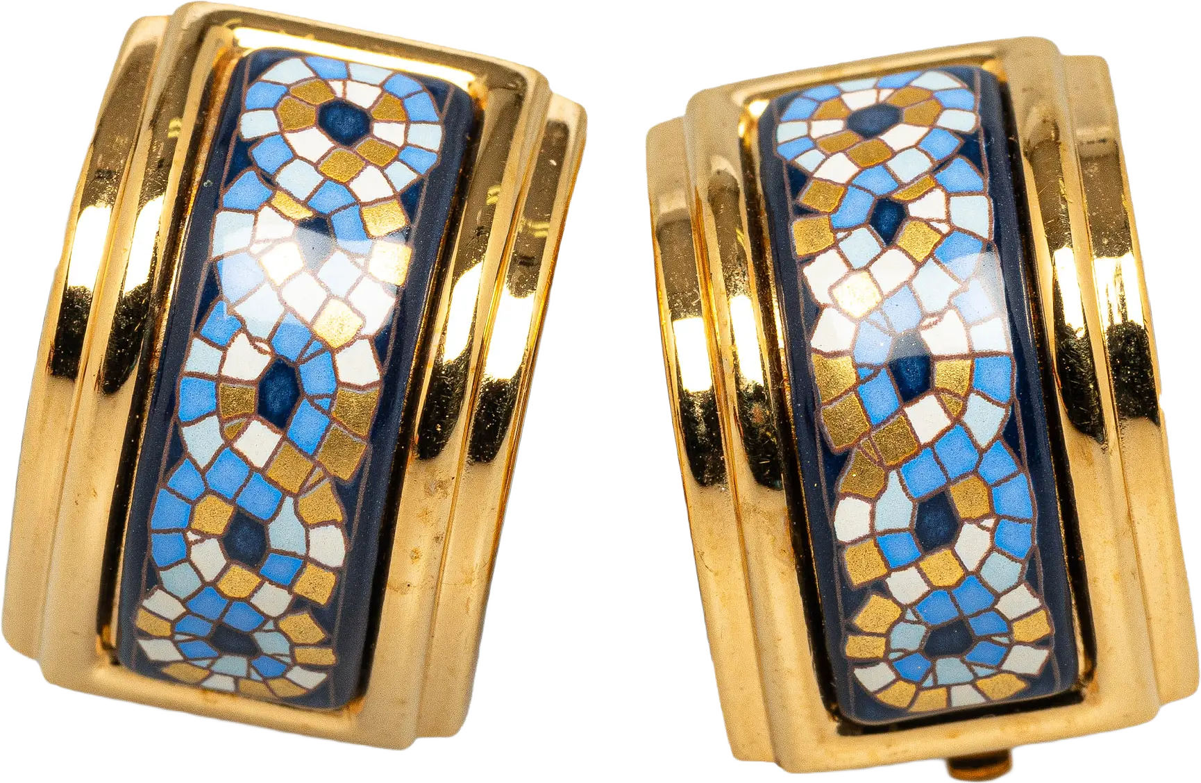 Hermès Cloisonne Enamel Clip On Earrings